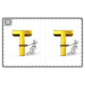 3D Letter T with Figure Tablet Folio Case | Alphabet Initial T Design