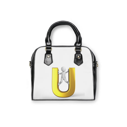 Sac à Main en 3D Lettre U Dorée avec Bandoulière | Sac à Main Initiale Monogramme