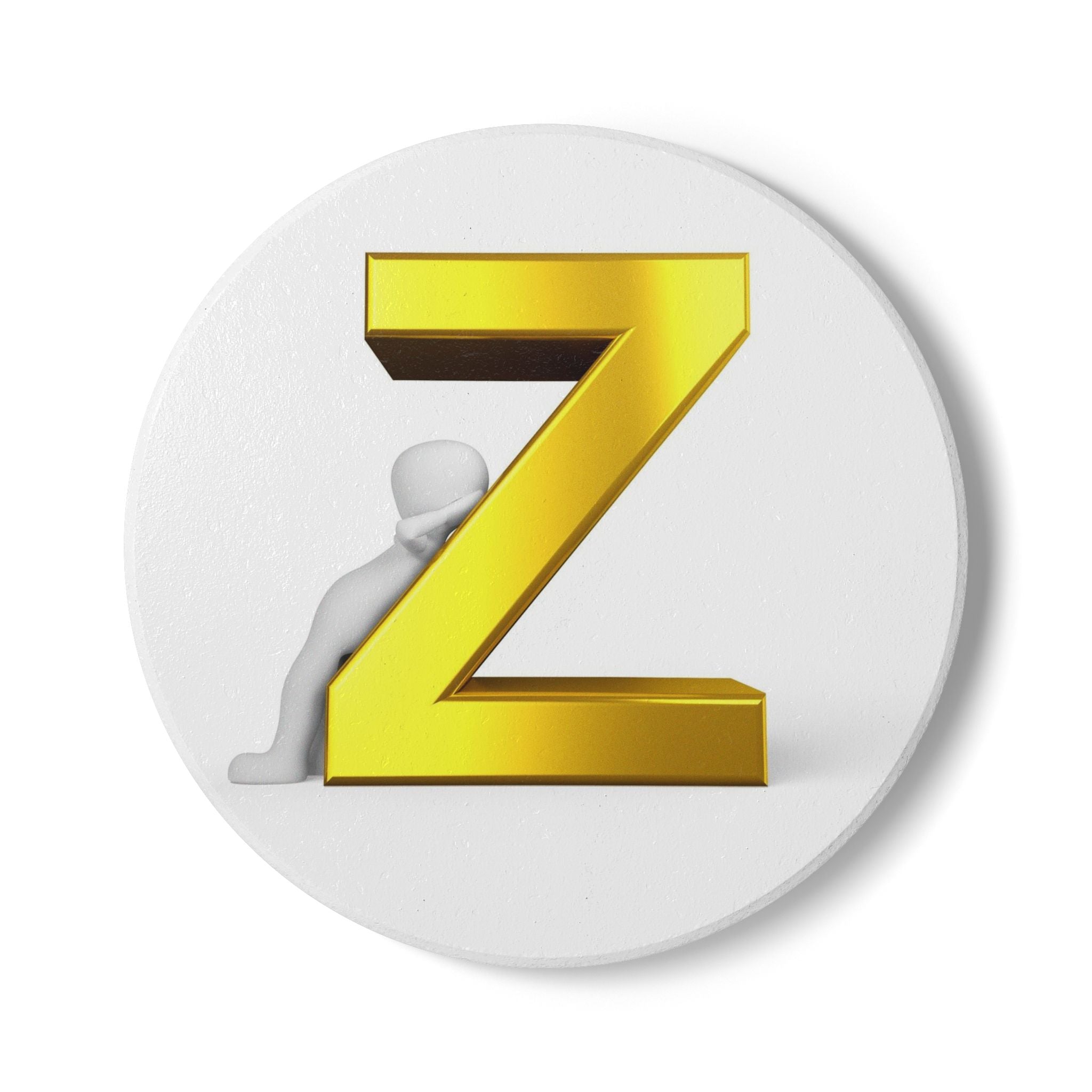 Gold Letter Z coaster | Ceramic Coaster, Alphabet Initial Monogram