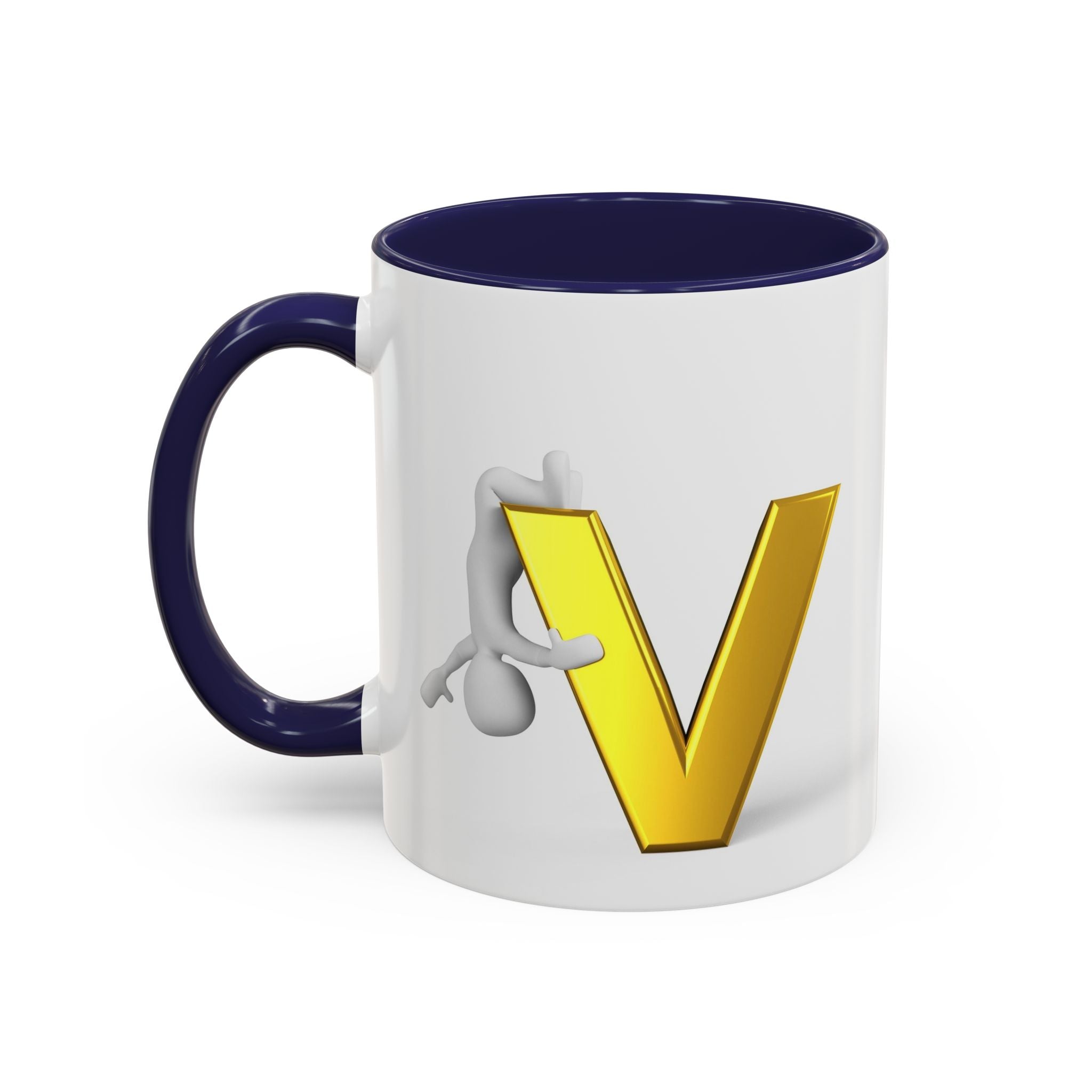 Gold Letter V with Figure Mug | Accent Coffee Mug