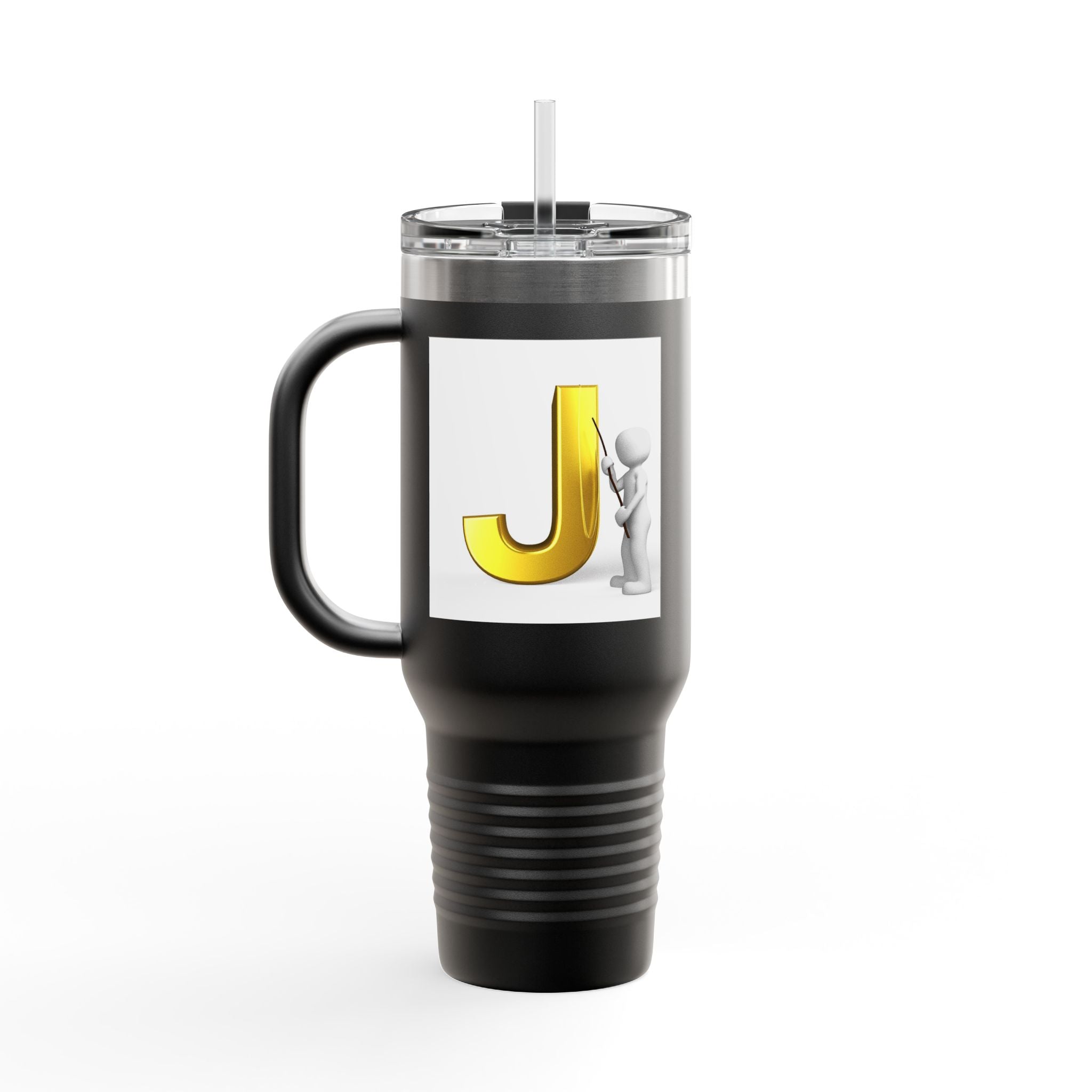 Gold Letter J Initial Travel Mug | 40oz Insulated Tumbler