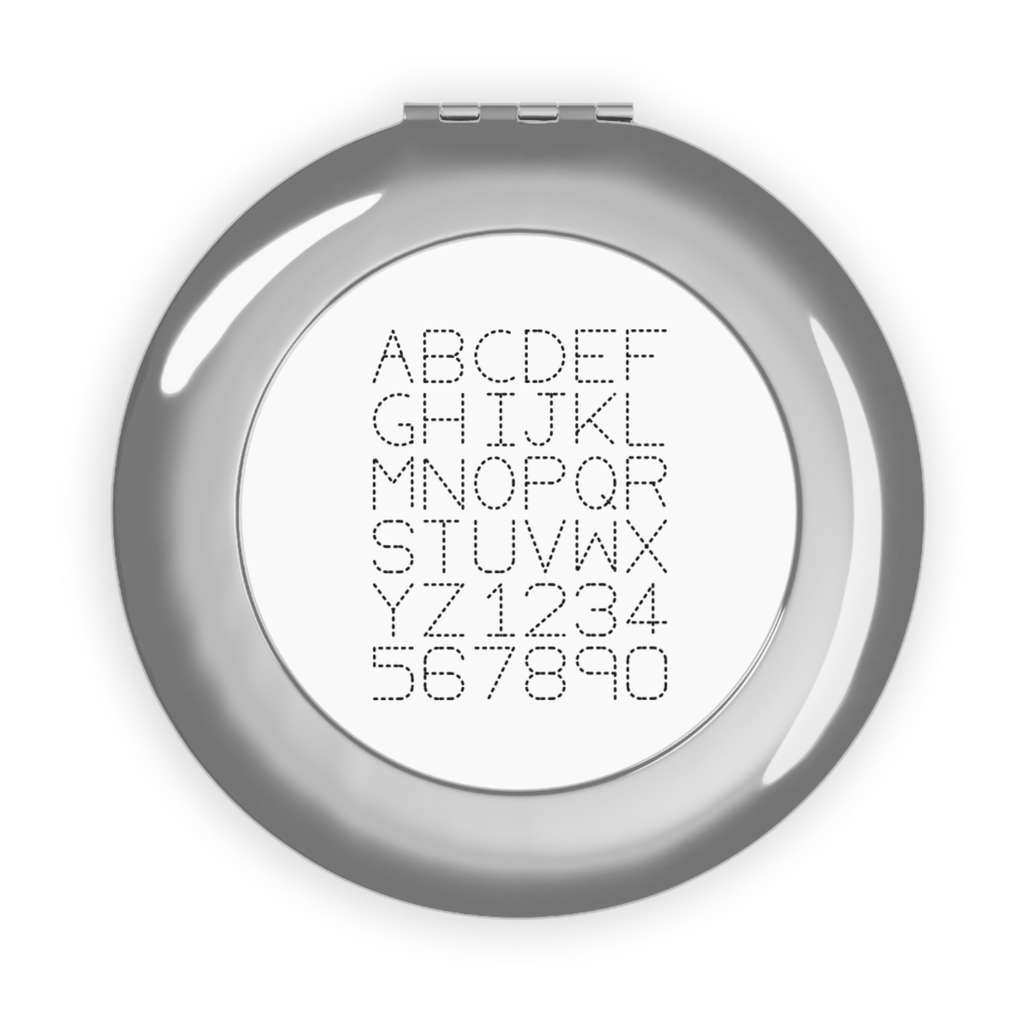 Dotted Alphabet Monogram Compact Travel Mirror | ABC123 Typography Mirror