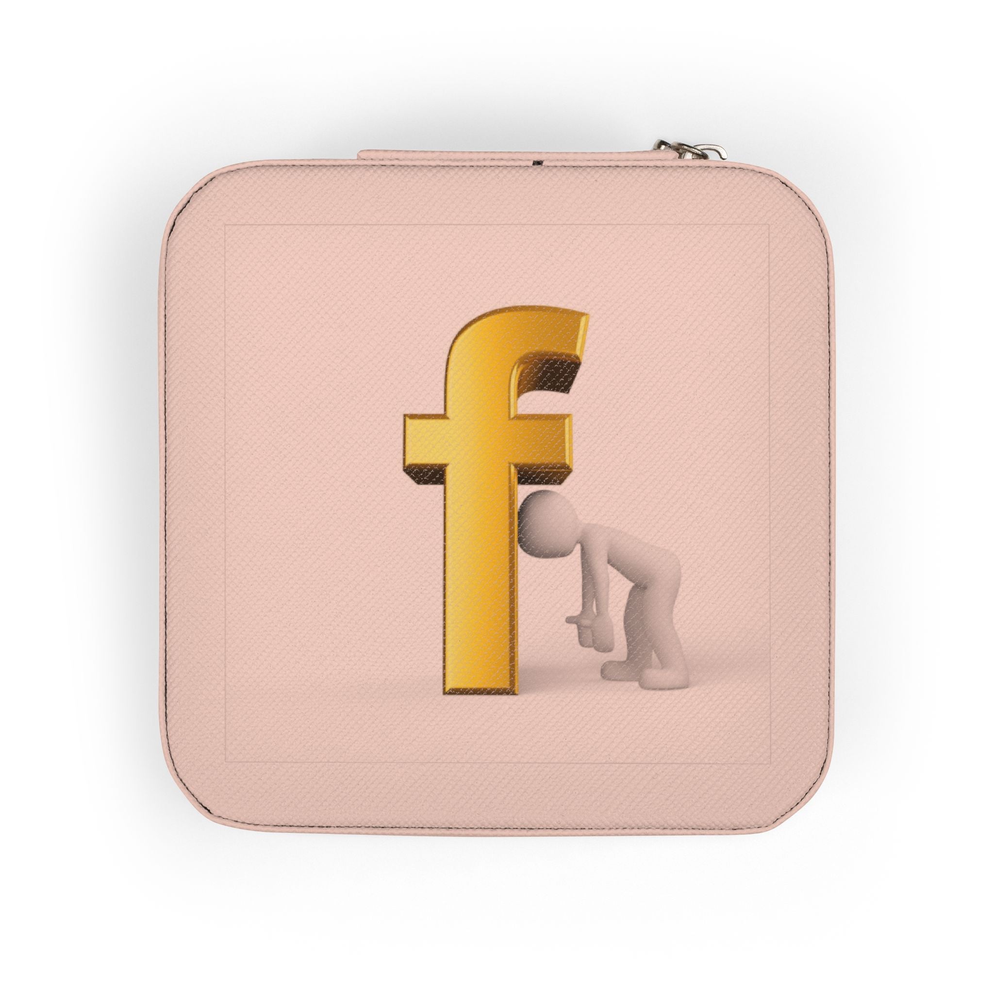 Gold Letter F Monogram Jewelry Travel Case | Compact Square Ring Organizer