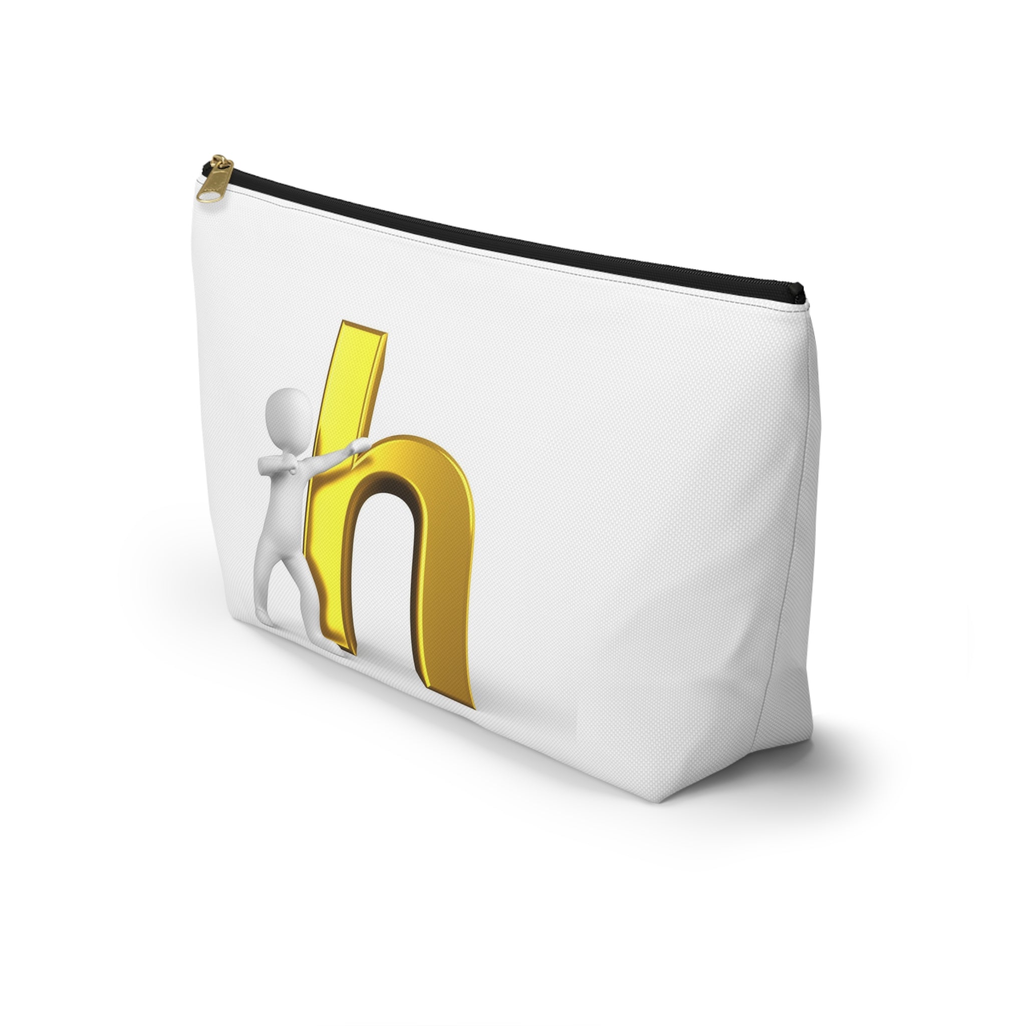 3D Person Pushing Gold Letter H Accessory Pouch