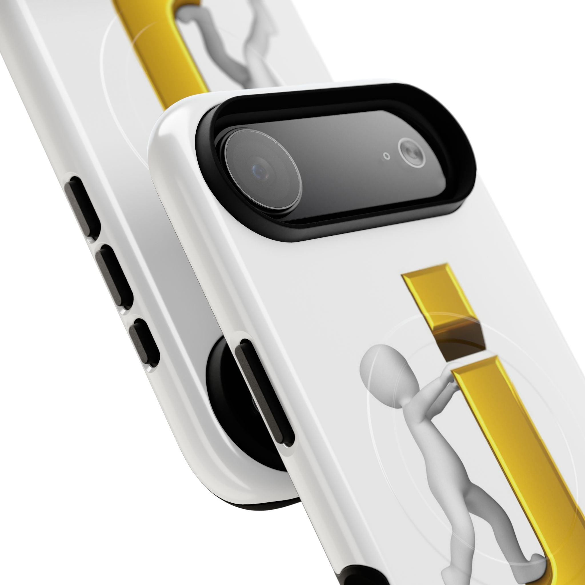 3D Stick Figure Pushing Gold Letter J Phone Case | Tough Magnetic Case