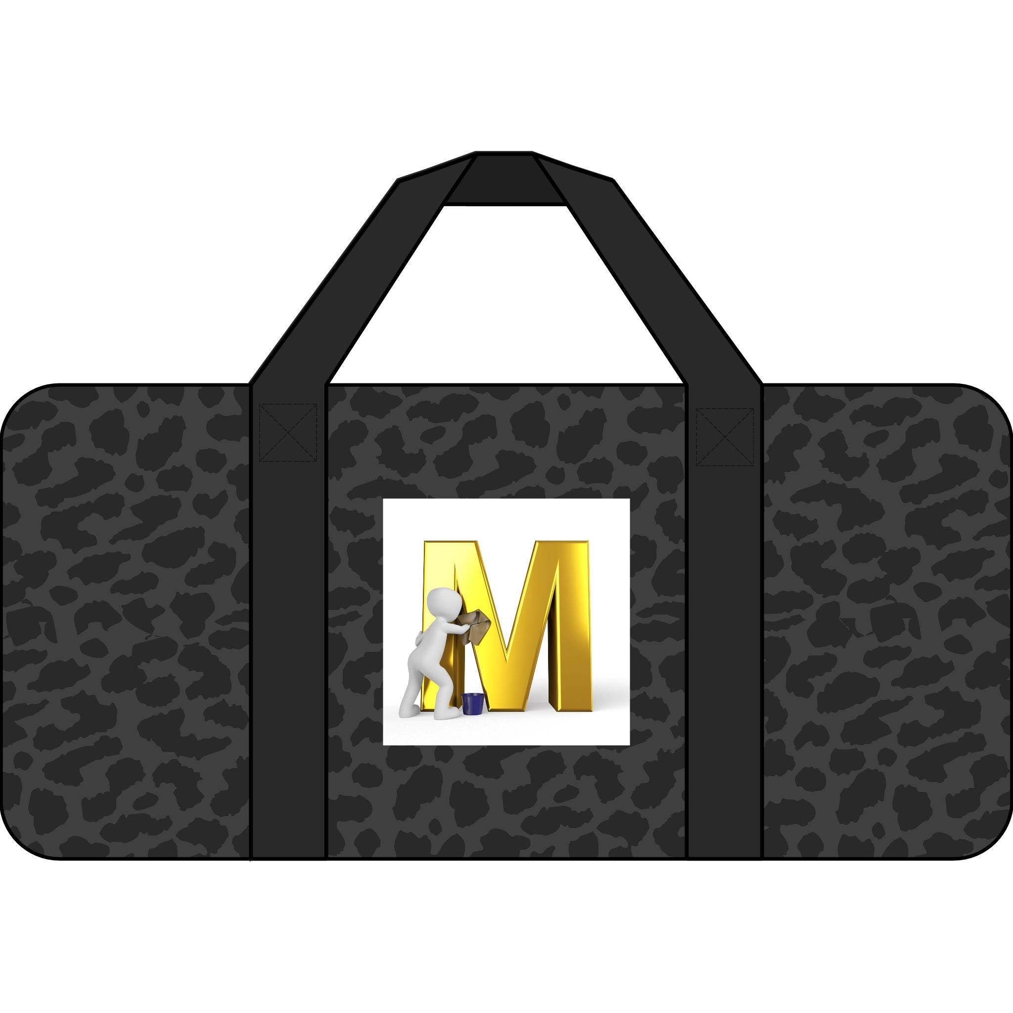 Gold Letter M Monogram Duffel Bag | Checker or Camo Strap