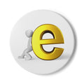 Gold Letter E with Figure Ceramic Coaster | Monogram Initial Coaster
