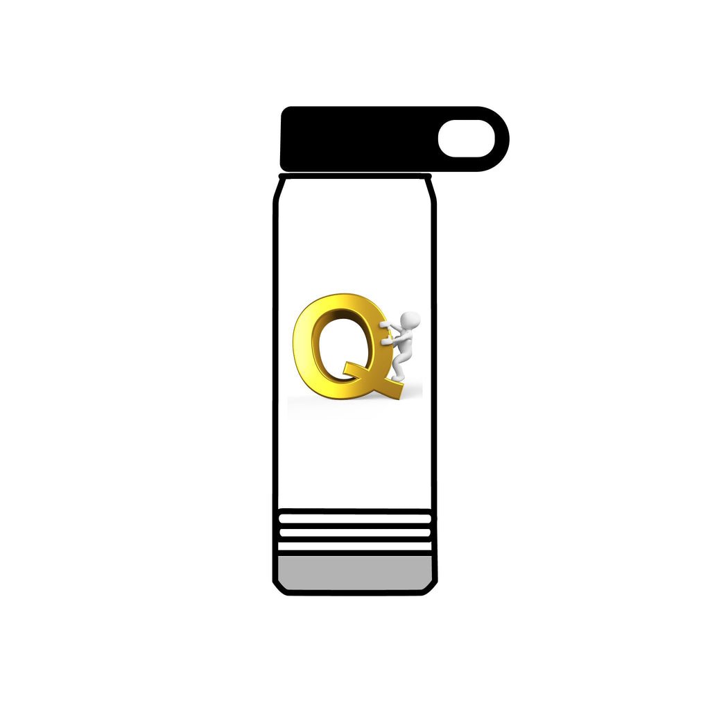 Gold Letter Q Monogram Water Bottle | 20oz Stainless Tumbler
