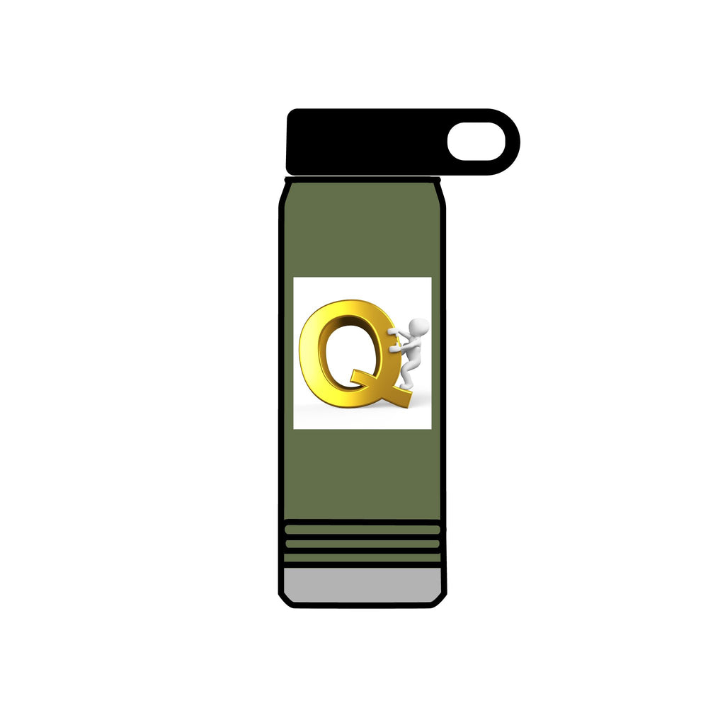 Gold Letter Q Monogram Water Bottle | 20oz Stainless Tumbler