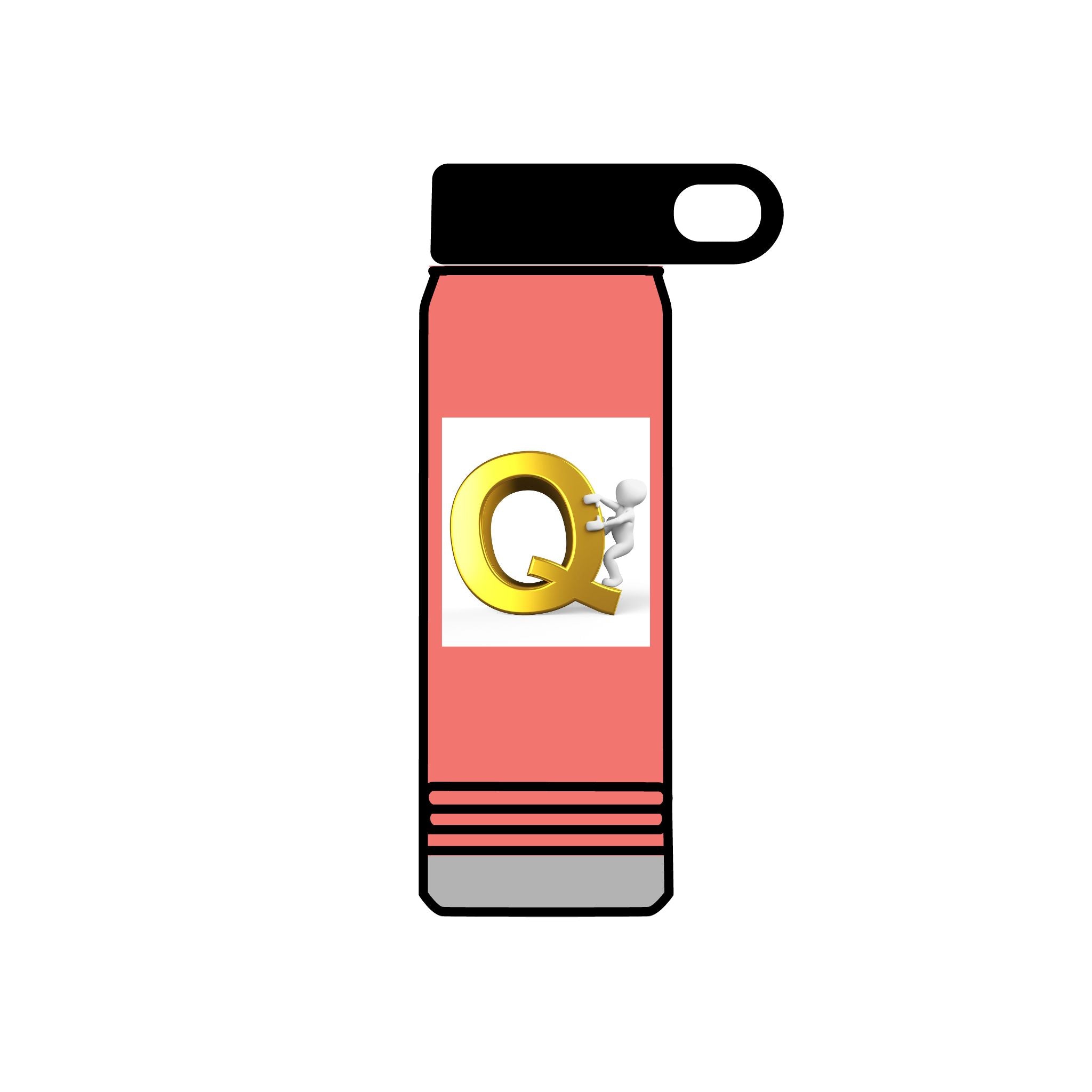 Gold Letter Q Monogram Water Bottle | 20oz Stainless Tumbler