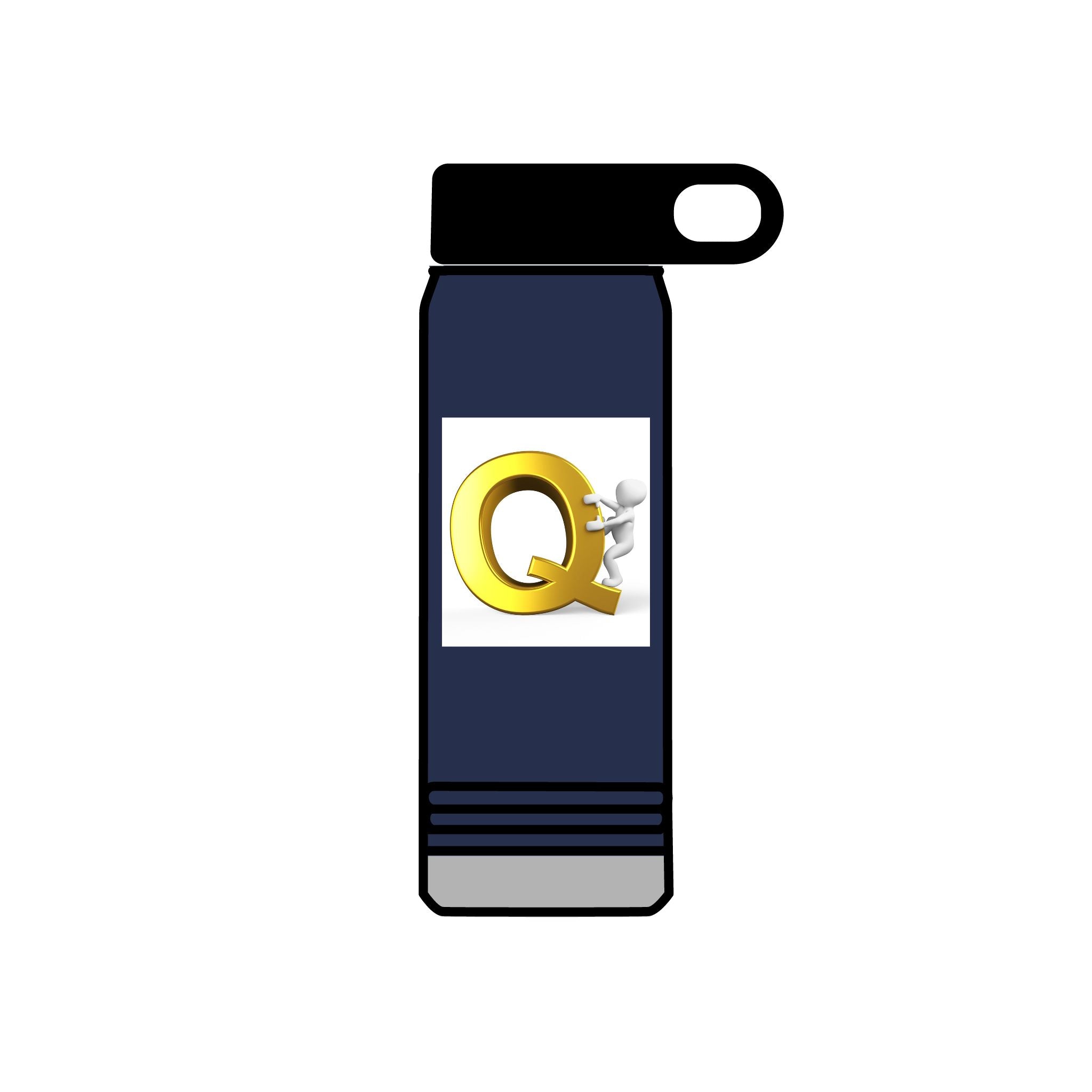Gold Letter Q Monogram Water Bottle | 20oz Stainless Tumbler