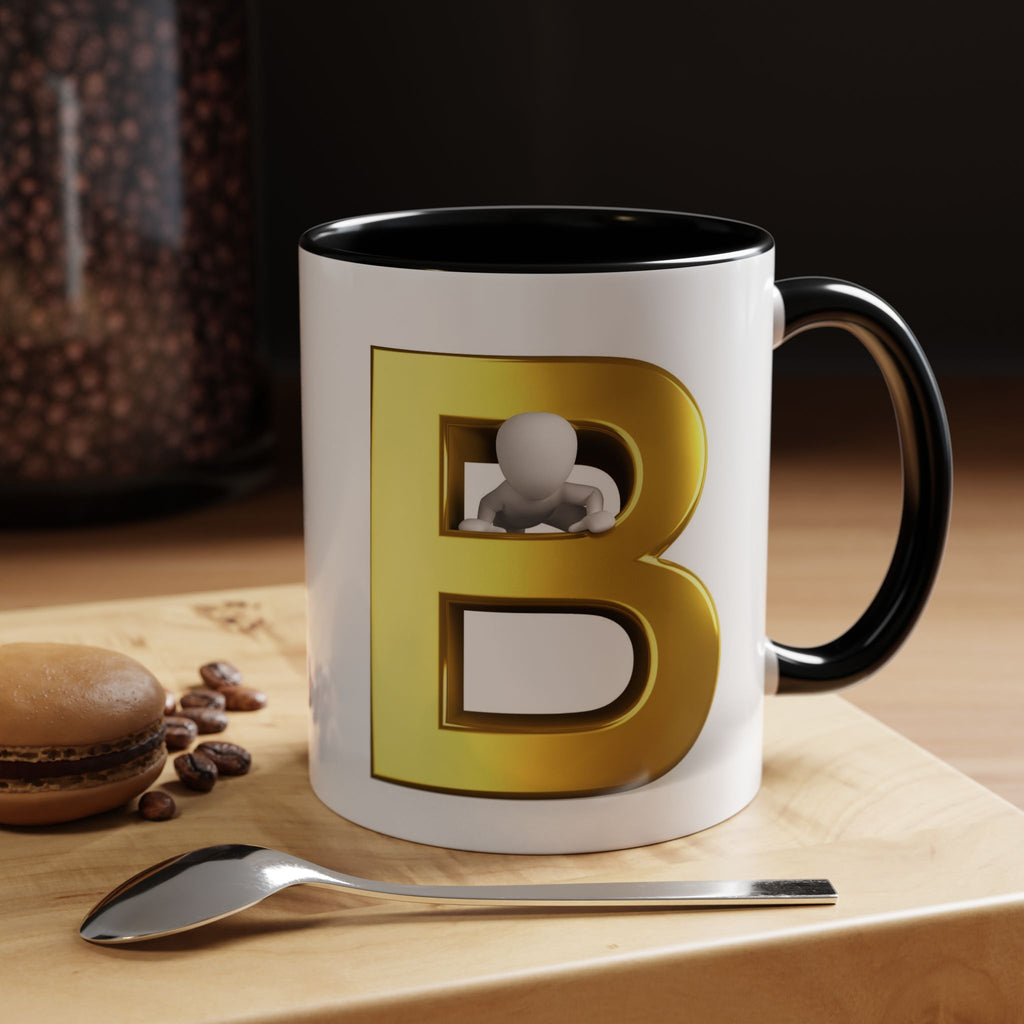 Gold Letter B with 3D Character Mug | Accent Coffee Mug