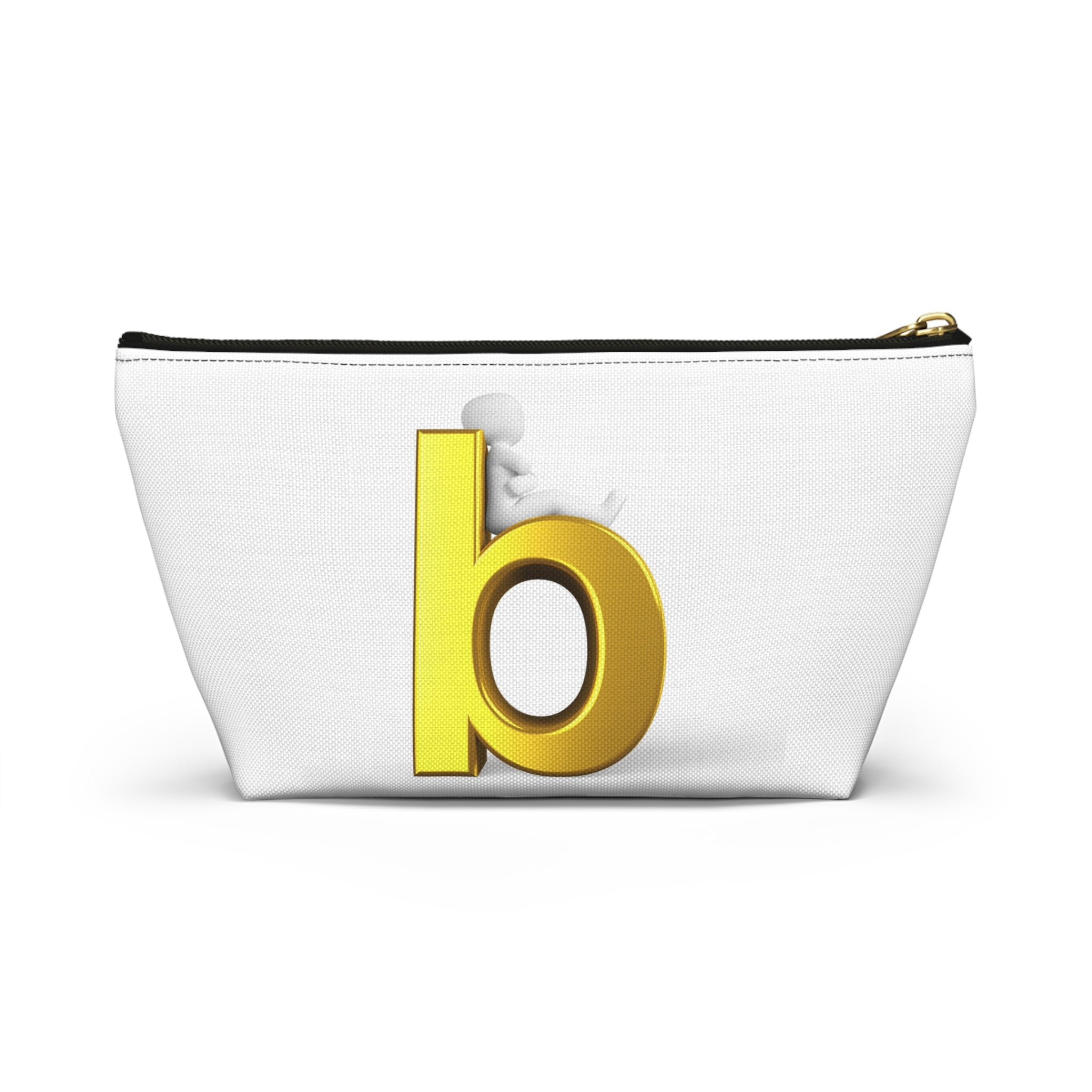Gold Letter B Monogram Accessory Pouch | Initial Cosmetic Bag