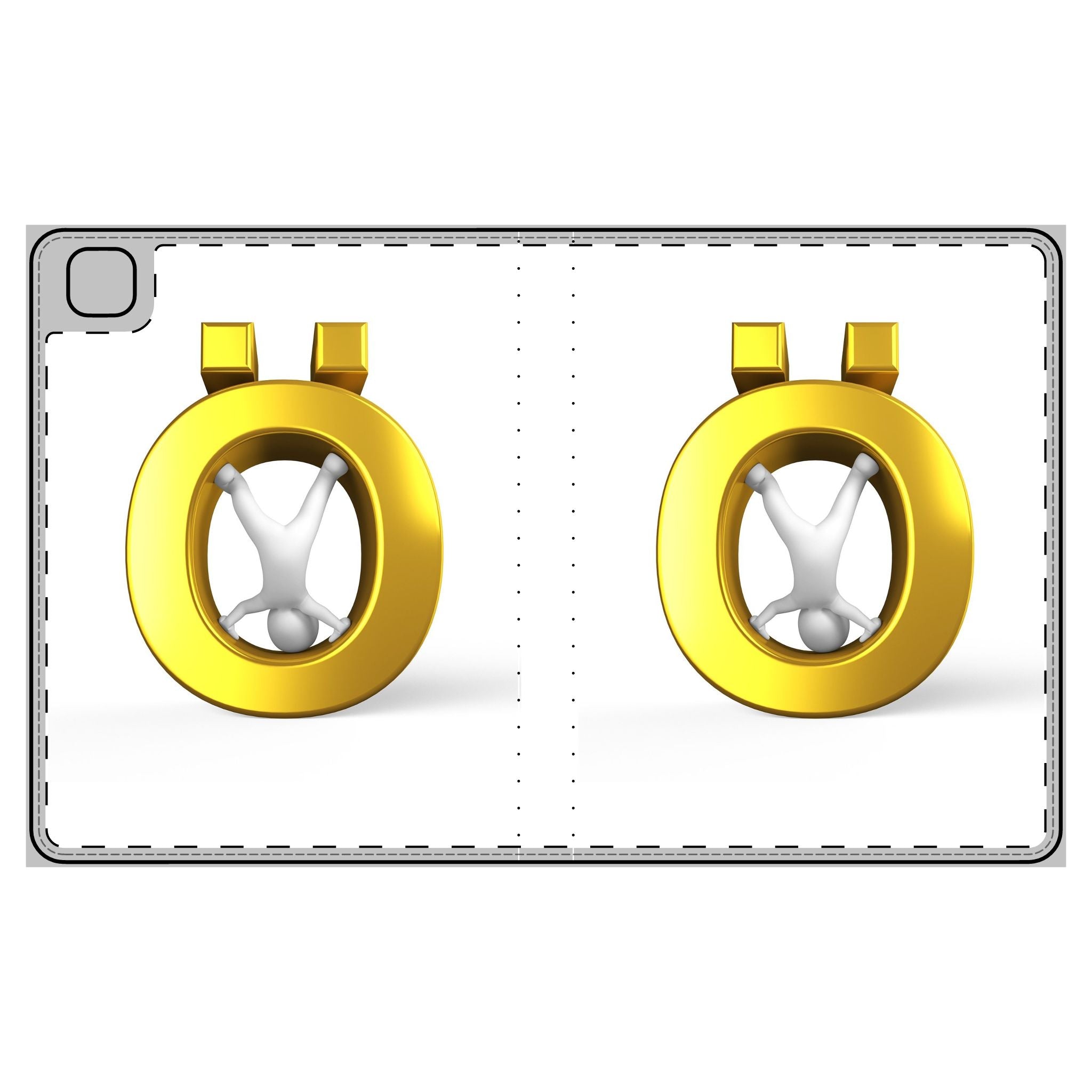Golden Letter Ö Tablet Folio Case | 3D Cartoon Emblem
