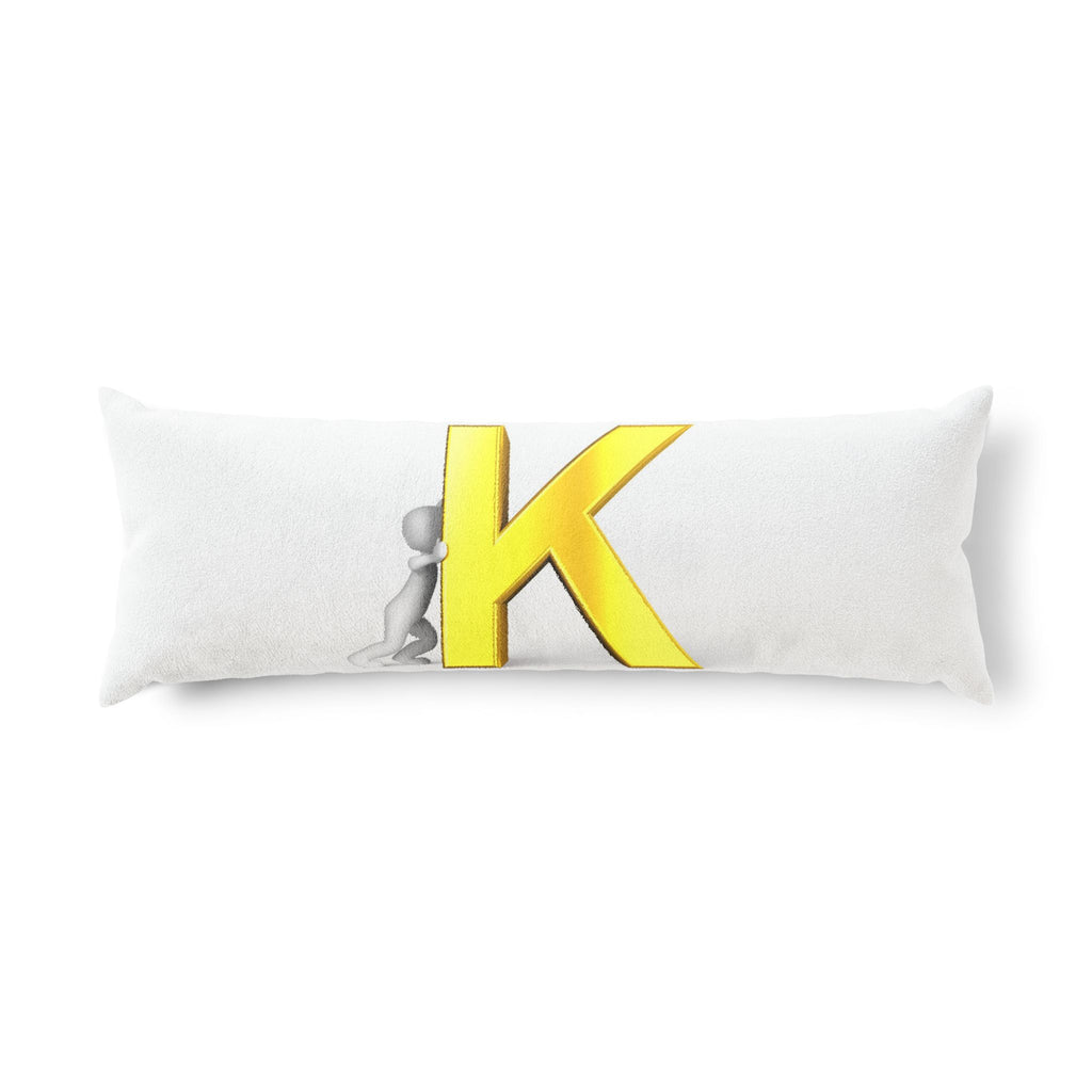 Letter K with 3D Figure Body Pillow | Alphabet Initial Monogram Pillowcase