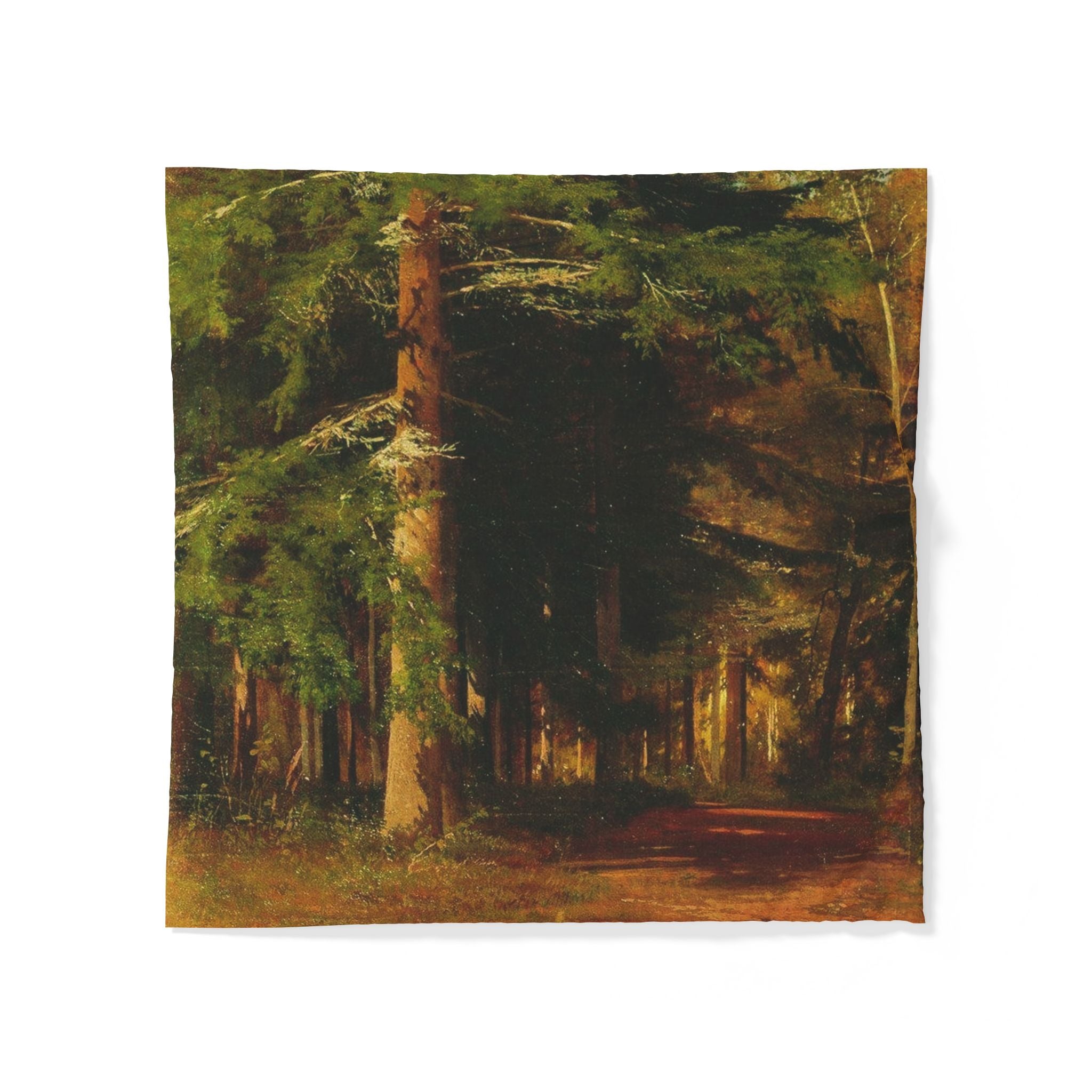 Housse de couette en coton paysage forestier | Illustration d'arbres de forêt
