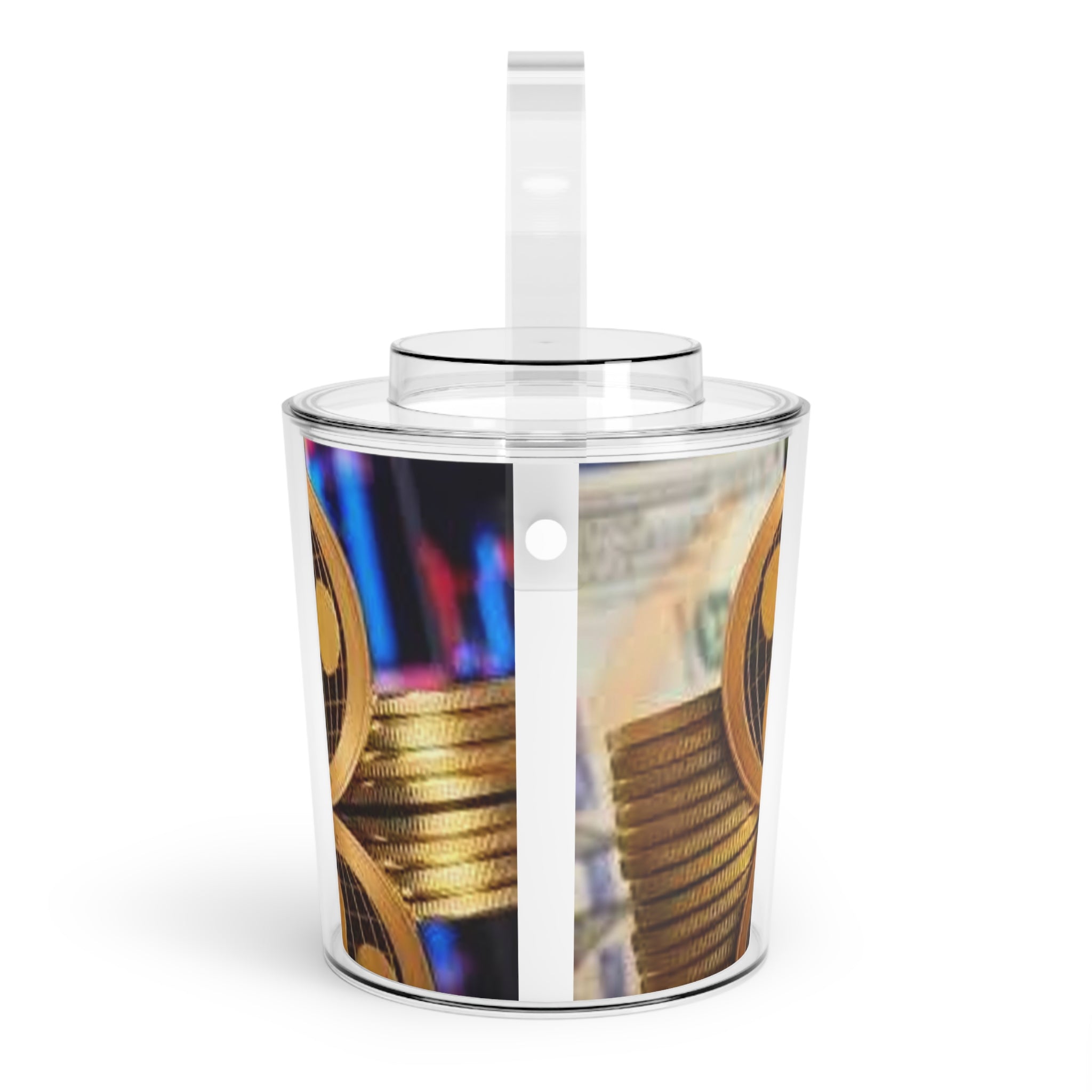 Ripple Crypto Coin Stack Ice Bucket | Acrylic Ice Bucket with Tongs