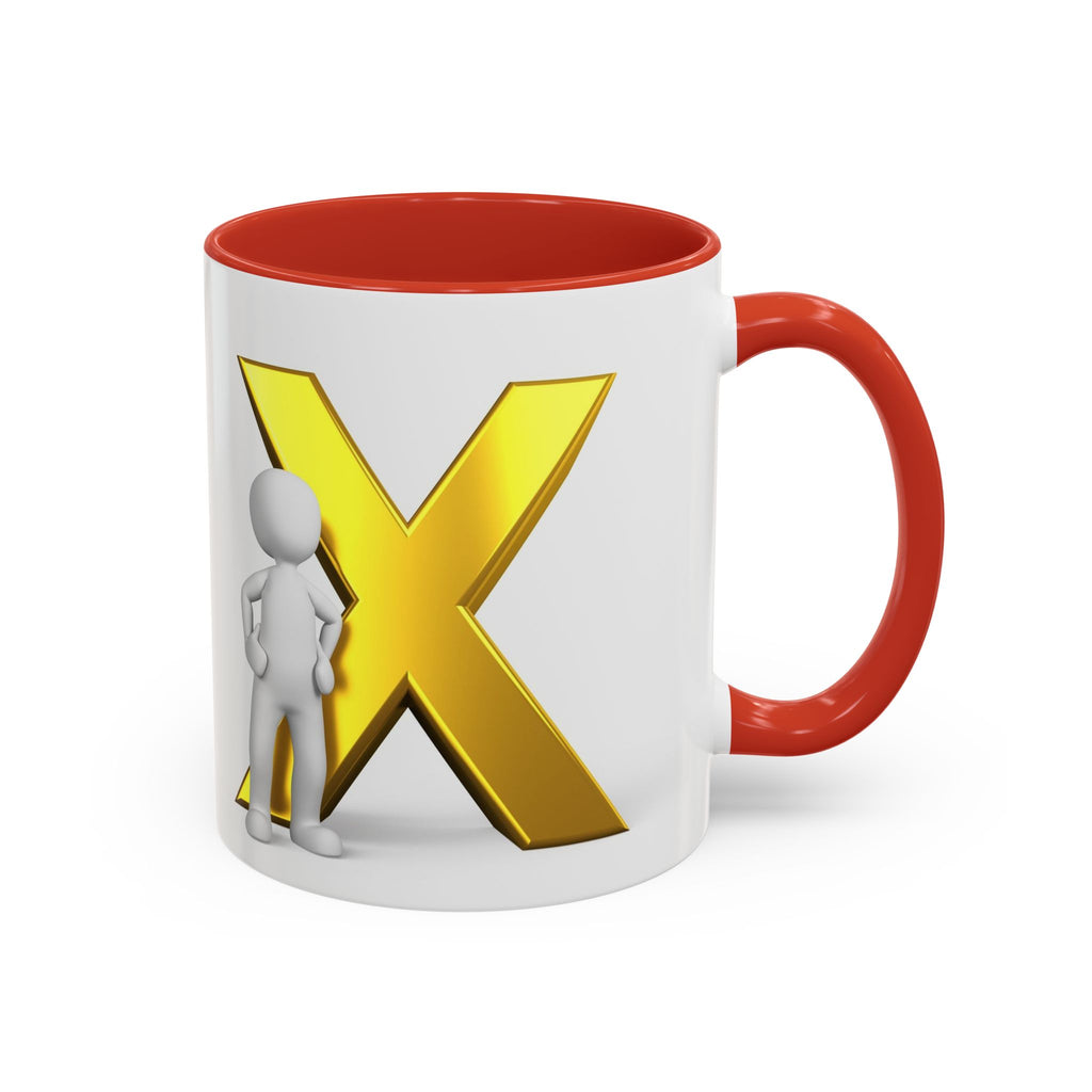 Mug à anse avec lettre X dorée et figurine 3D | Mug à café 11oz 15oz