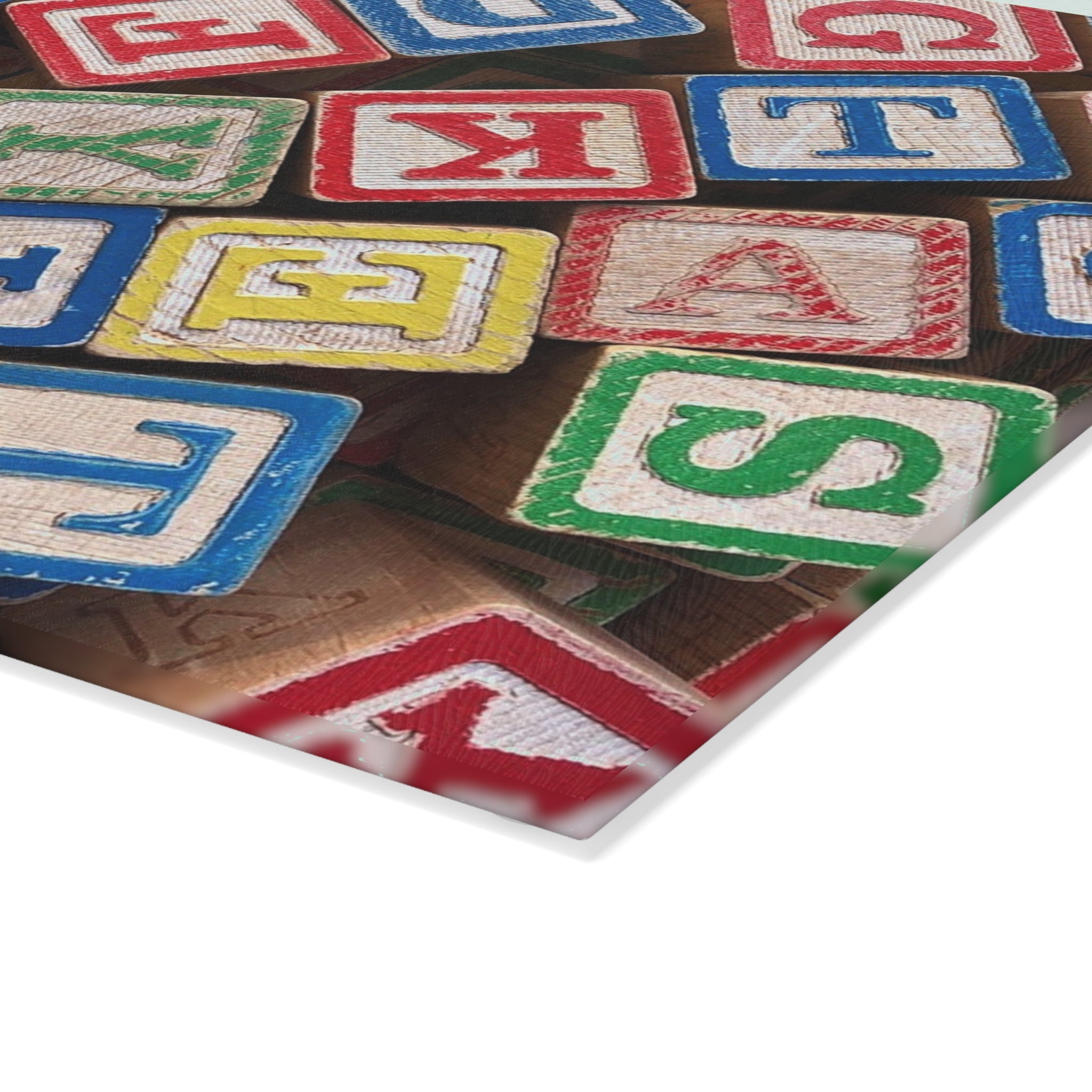 Vintage Wooden Alphabet Blocks Glass Cutting Board | Kids Nursery Decor