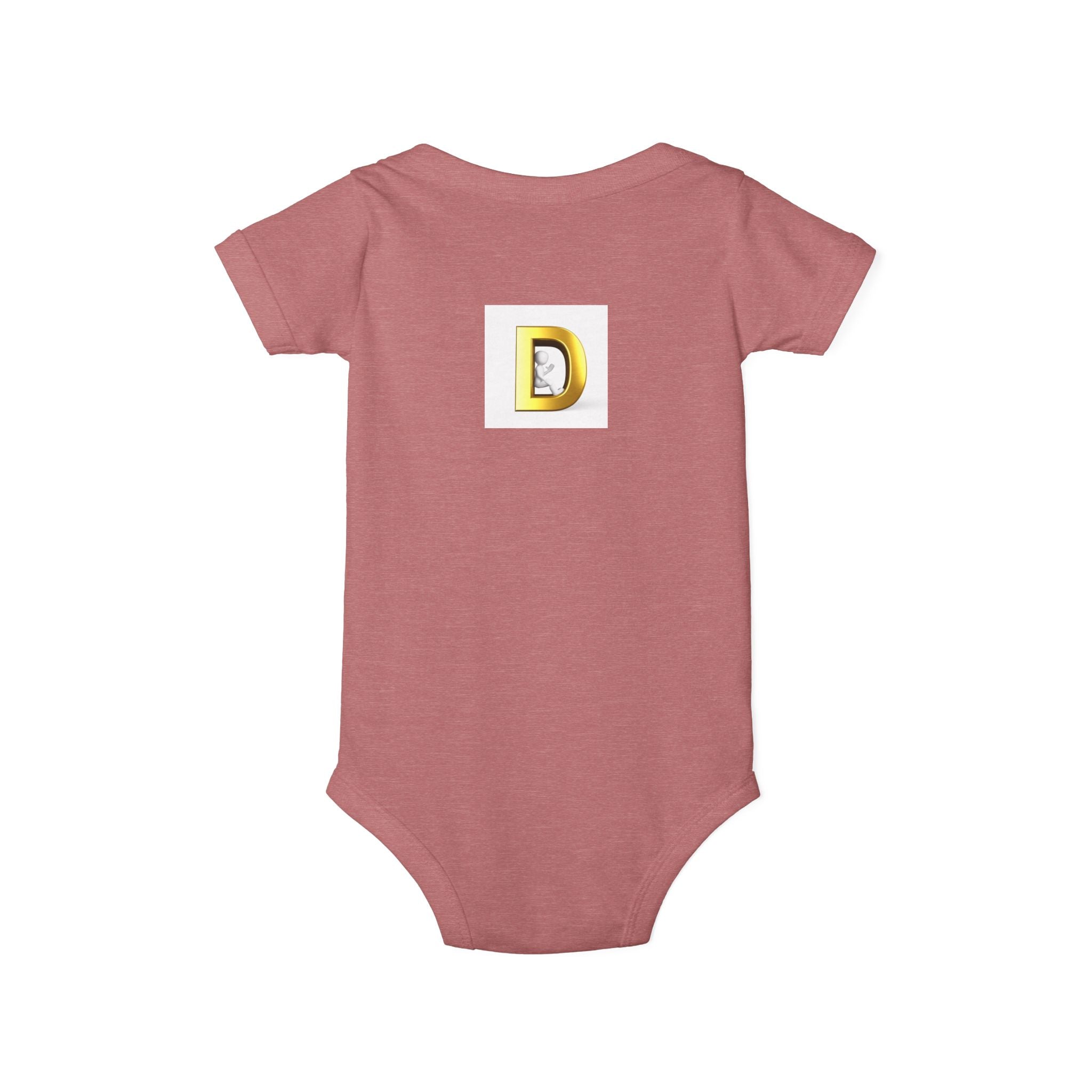 Gold Letter D Infant Onesie | Baby Monogram Initial Bodysuit