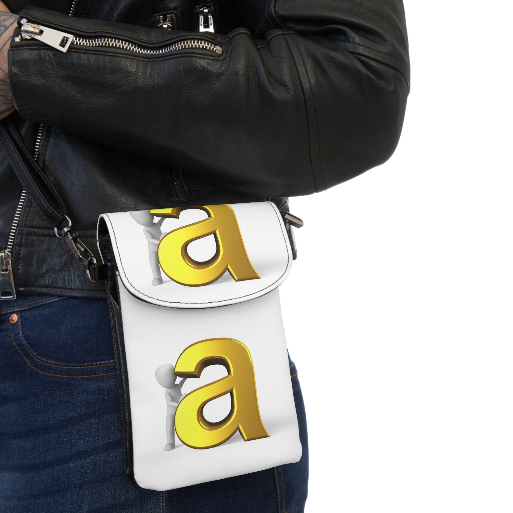 Gold Letter A Monogram Small Cell Phone Wallet | Crossbody Phone Pouch