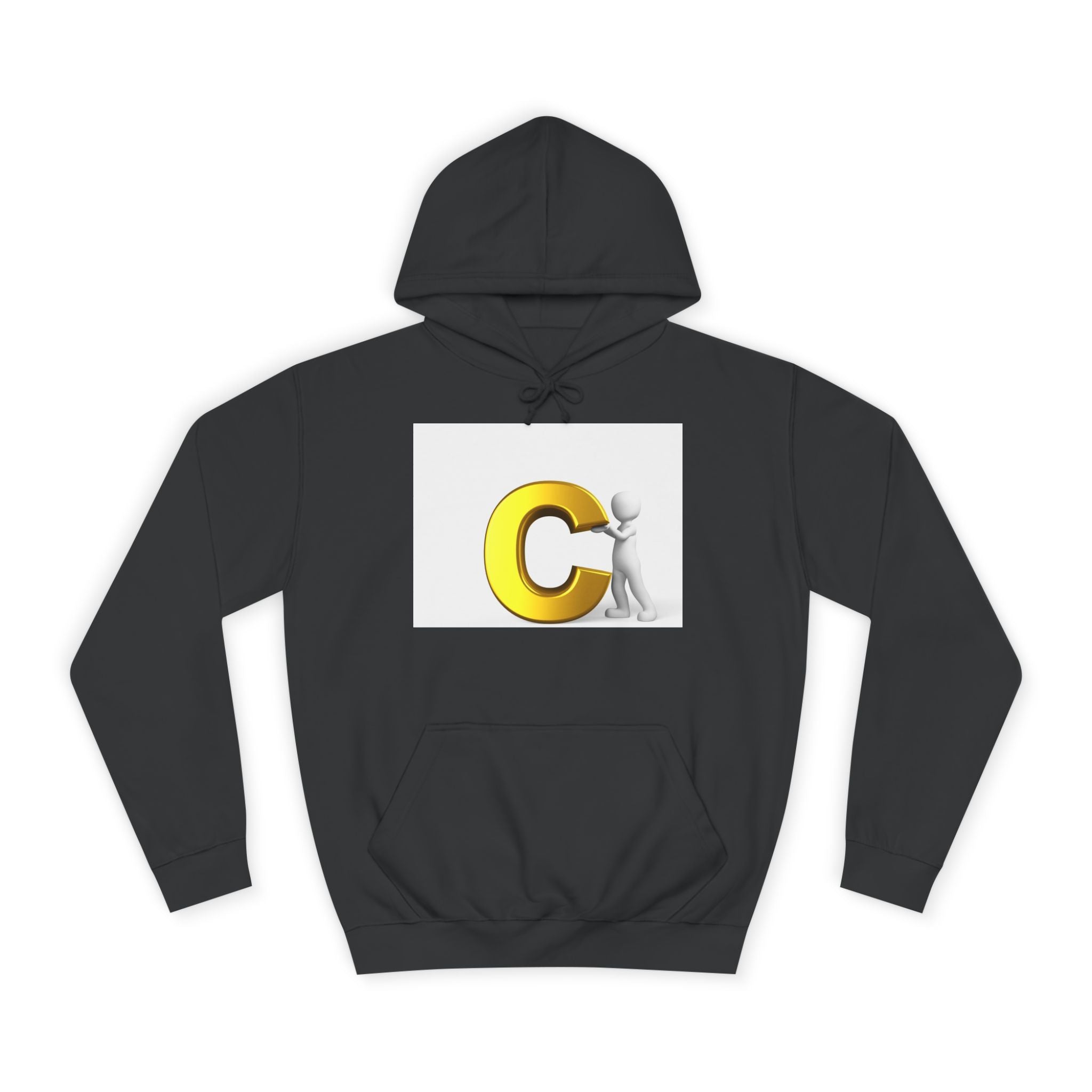 Sweat à capuche jaune 3D lettre C avec personnage | Sweat-shirt monogramme initial