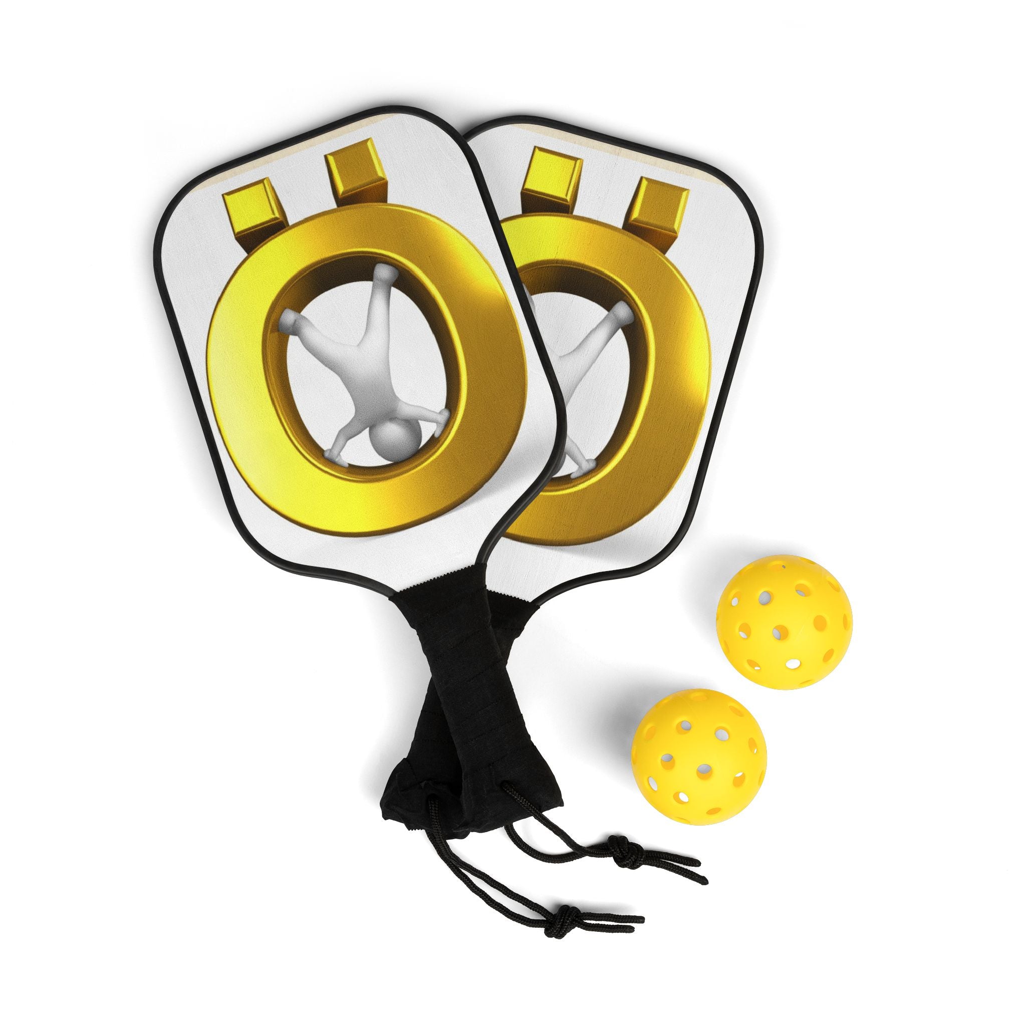 Gold Letter Ö Graphic Pickleball Paddle Set | Pickleball Kit