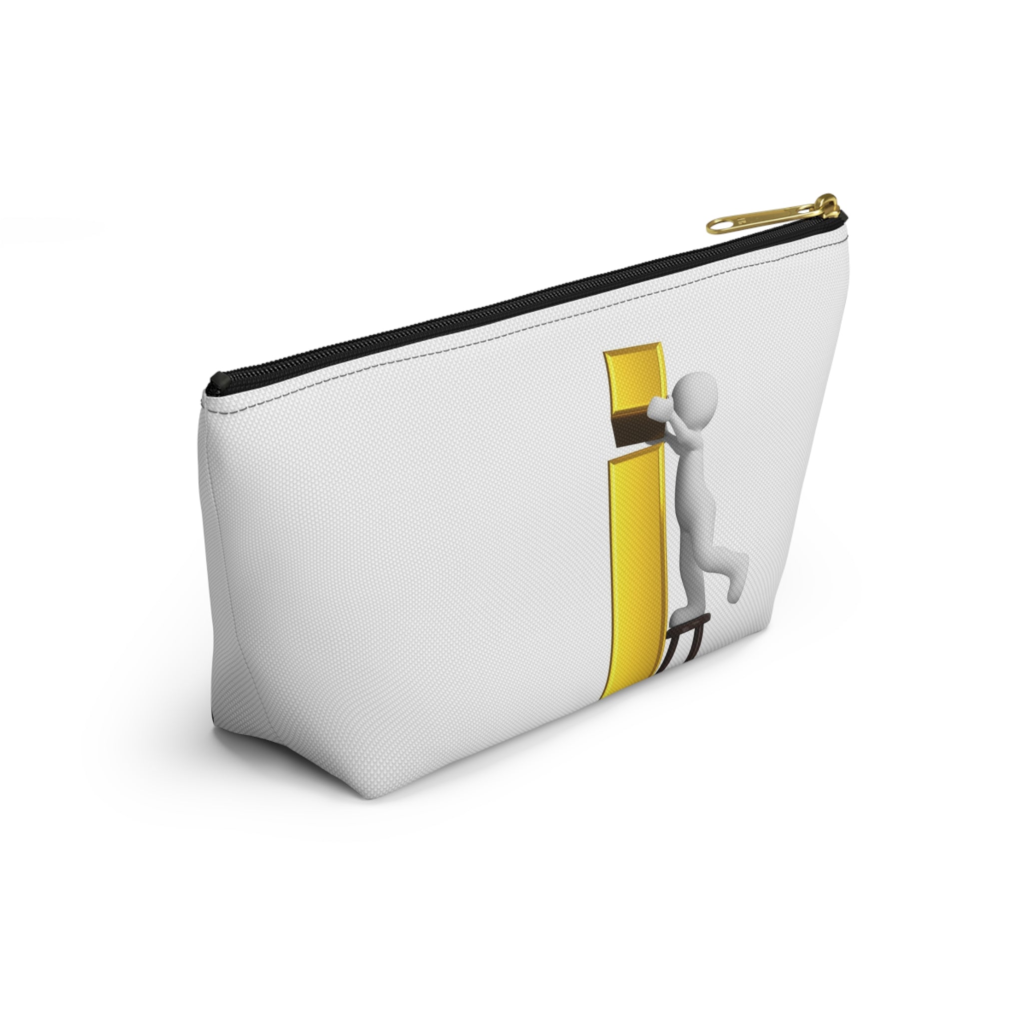 3D Stick Figure Building Gold Letter i Accessory Pouch | T-Bottom Zipper Pouch