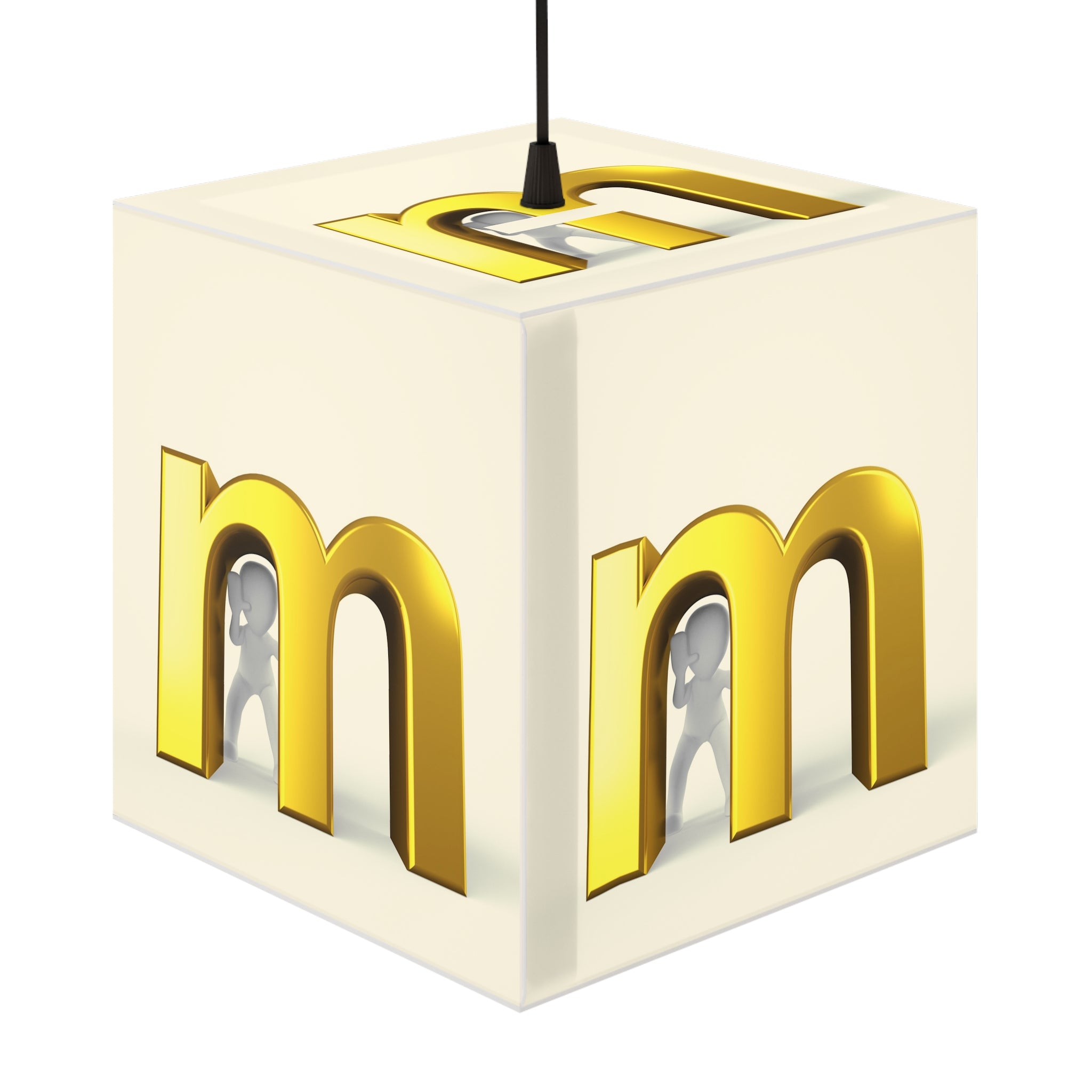 Gold Letter M Light Cube Lamp | Monogram Night Light, Modern Alphabet Decor