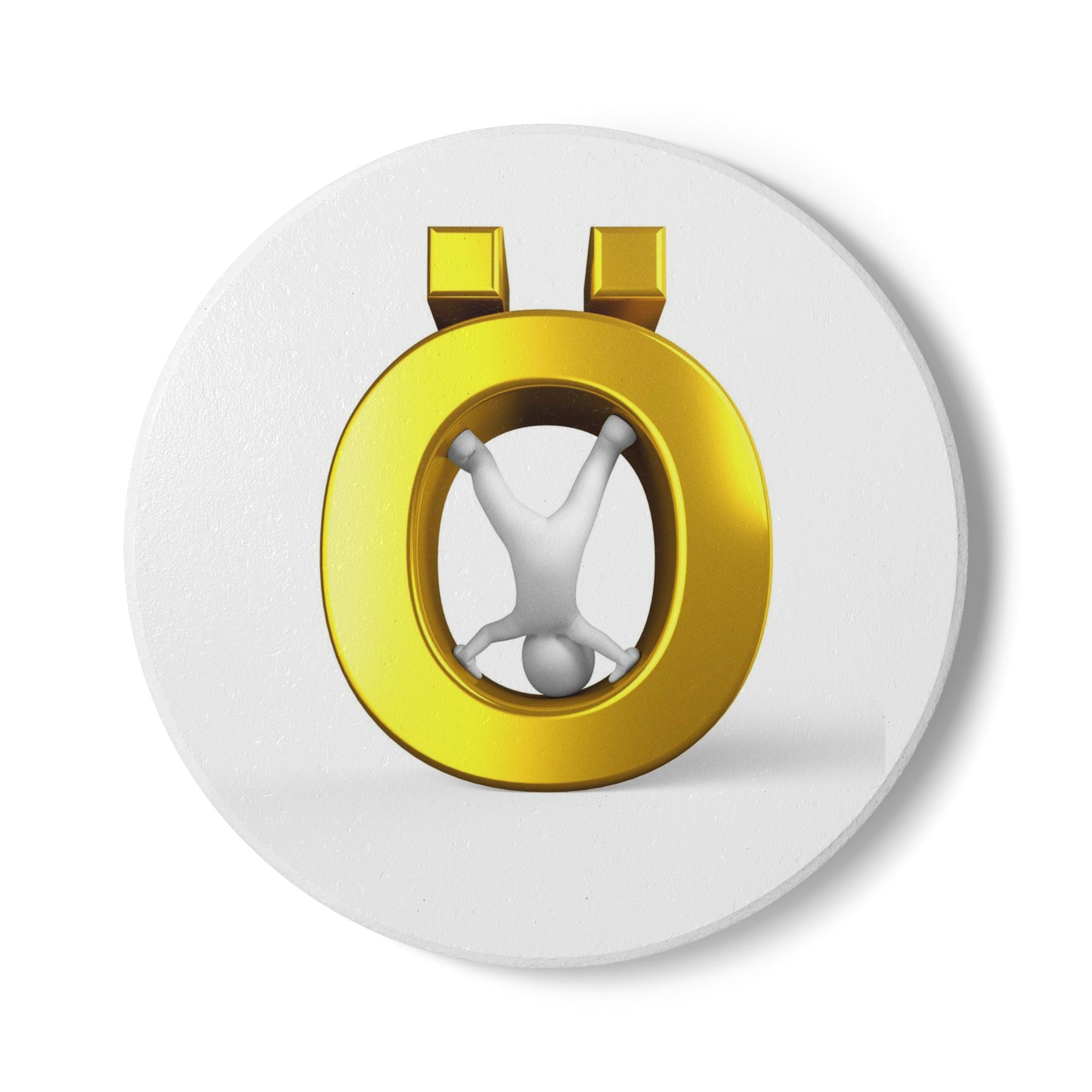 Gold Ö Letter Coaster | Ceramic Drink Coaster, Scandinavian Typographic Design