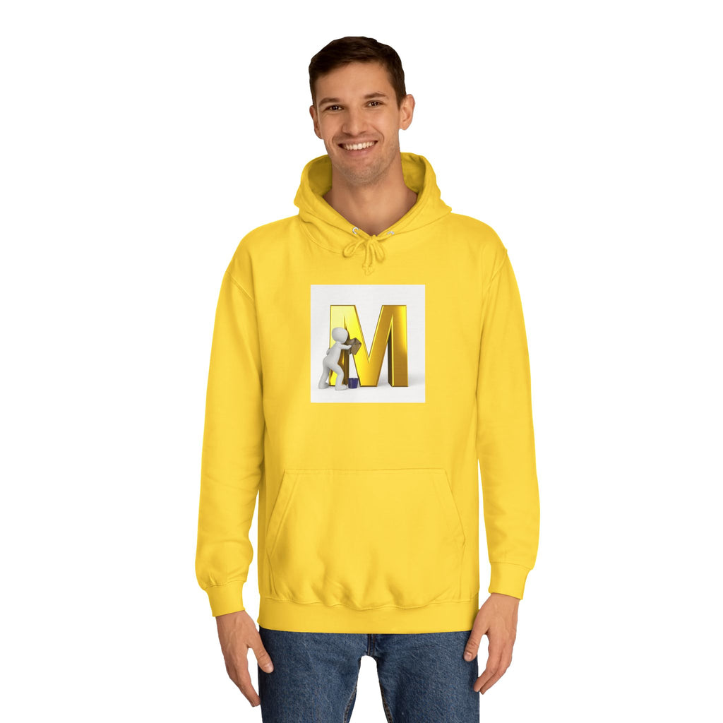 Gold Letter M with Figure Hoodie | Monogram Initial M Sweatshirt