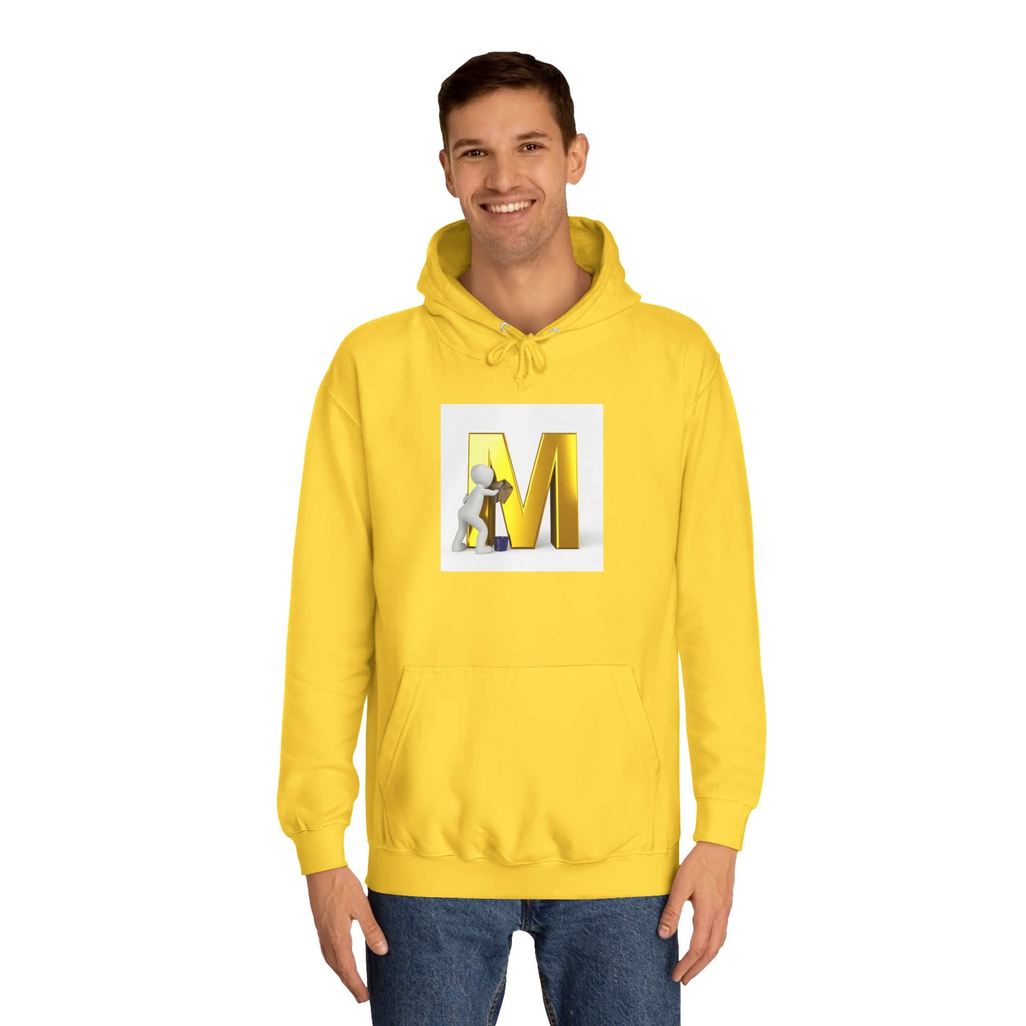 Gold Letter M with Figure Hoodie | Monogram Initial M Sweatshirt