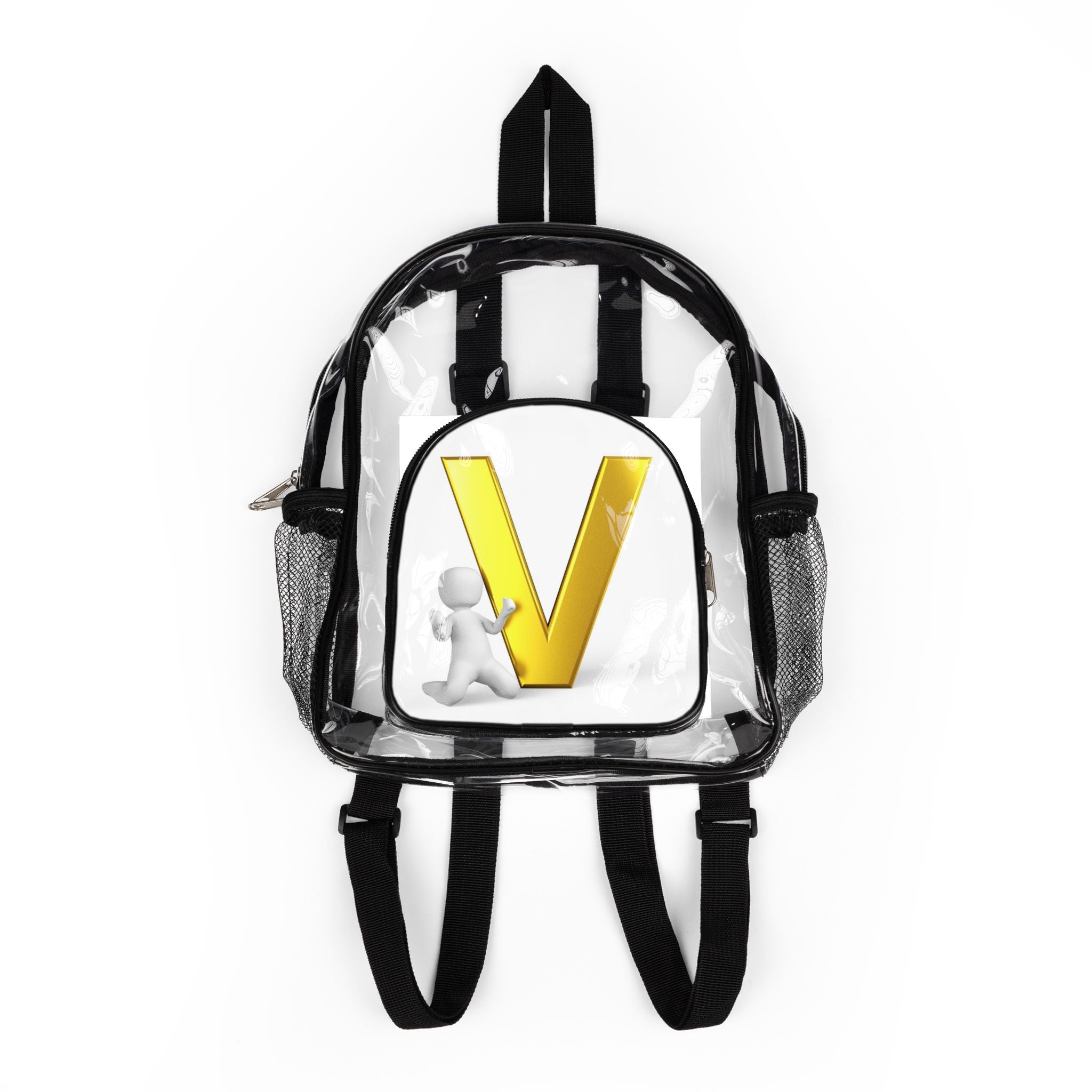 Gold Letter V Clear Stadium Backpack | Transparent School Bag