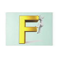 Gold 3D Letter F with Climber Glass Cutting Board | Alphabet Initial Kitchen Decor