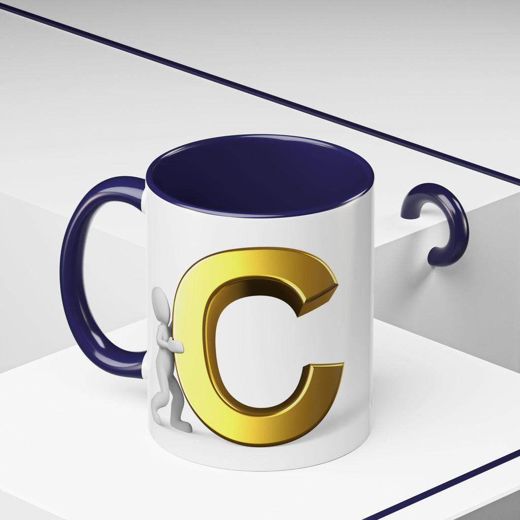 Tasse mit goldenem Buchstaben C | Akzent-Kaffeetasse, Initialbuchstabe C