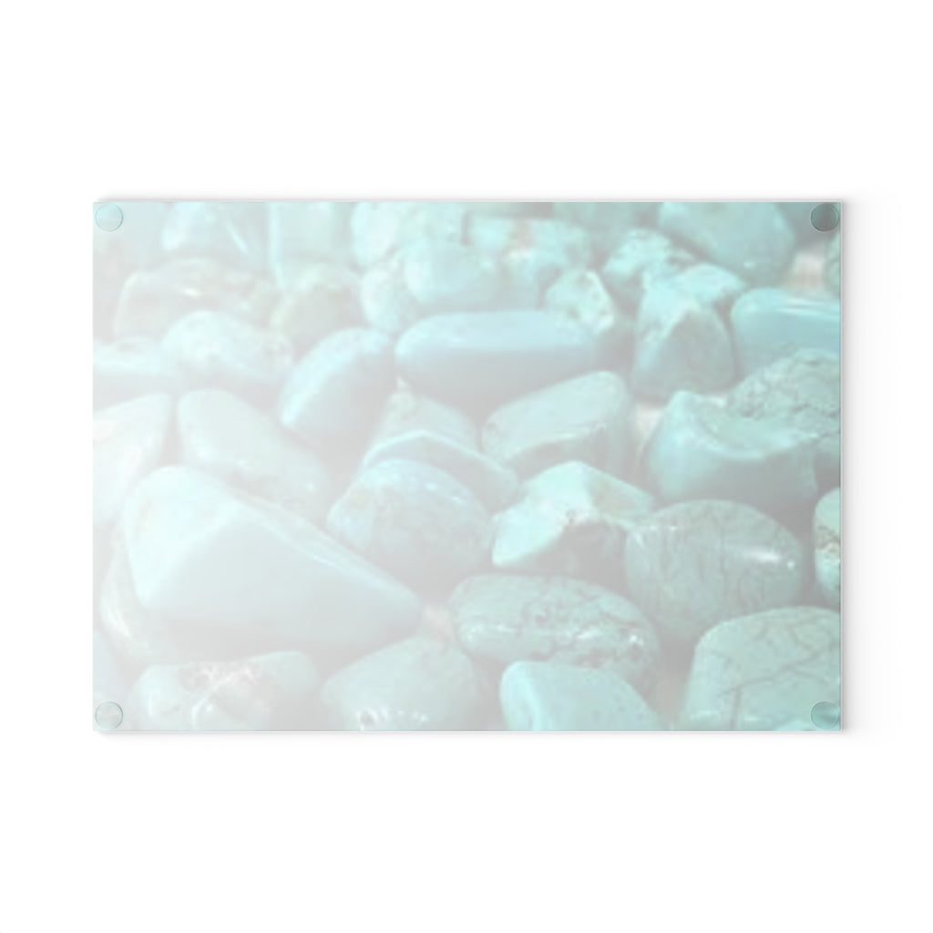 Turquoise Pebble Pattern Glass Cutting Board | Gemstone Kitchen Board