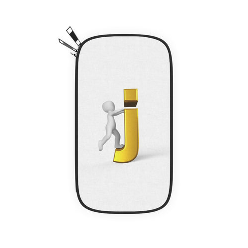 Porte-passeport Lettre J en or 3D avec figurine d'escalade | Pochette de voyage monogrammée