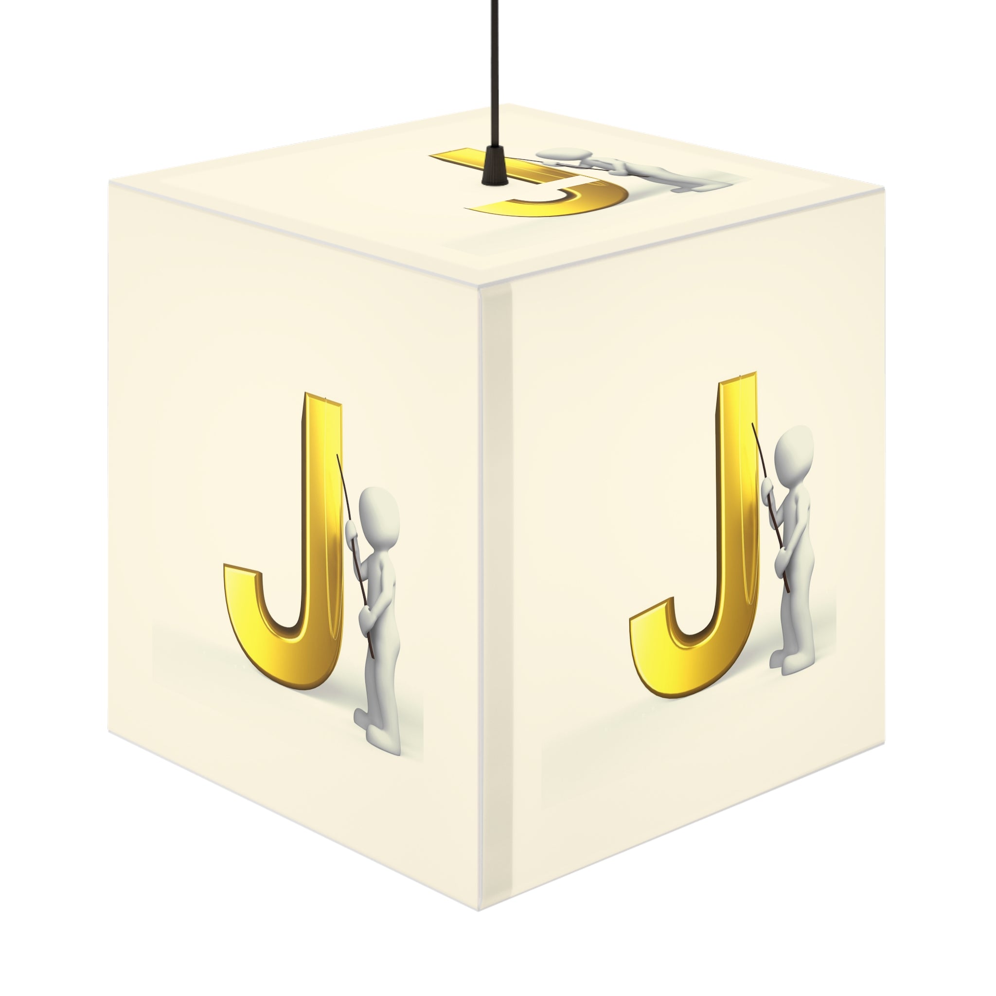 Lampe cube lumineuse avec monogramme lettre J doré | Décoration initiale personnalisée