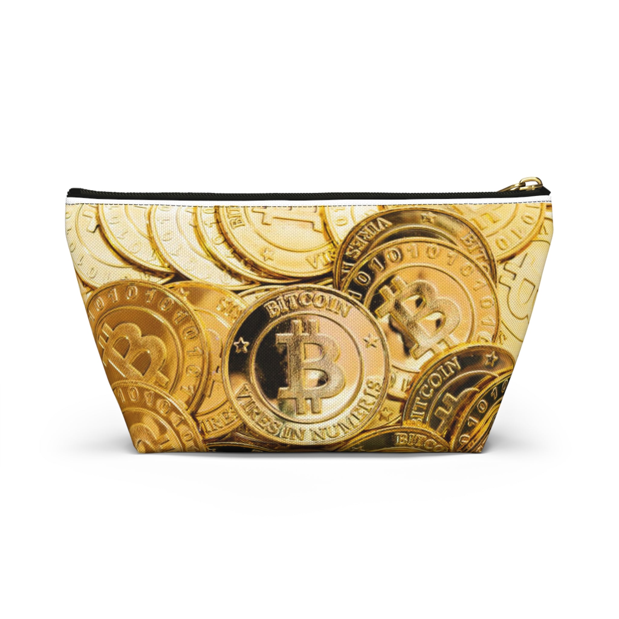Bitcoin Coin Print Accessory Pouch | T Bottom Cosmetic Bag