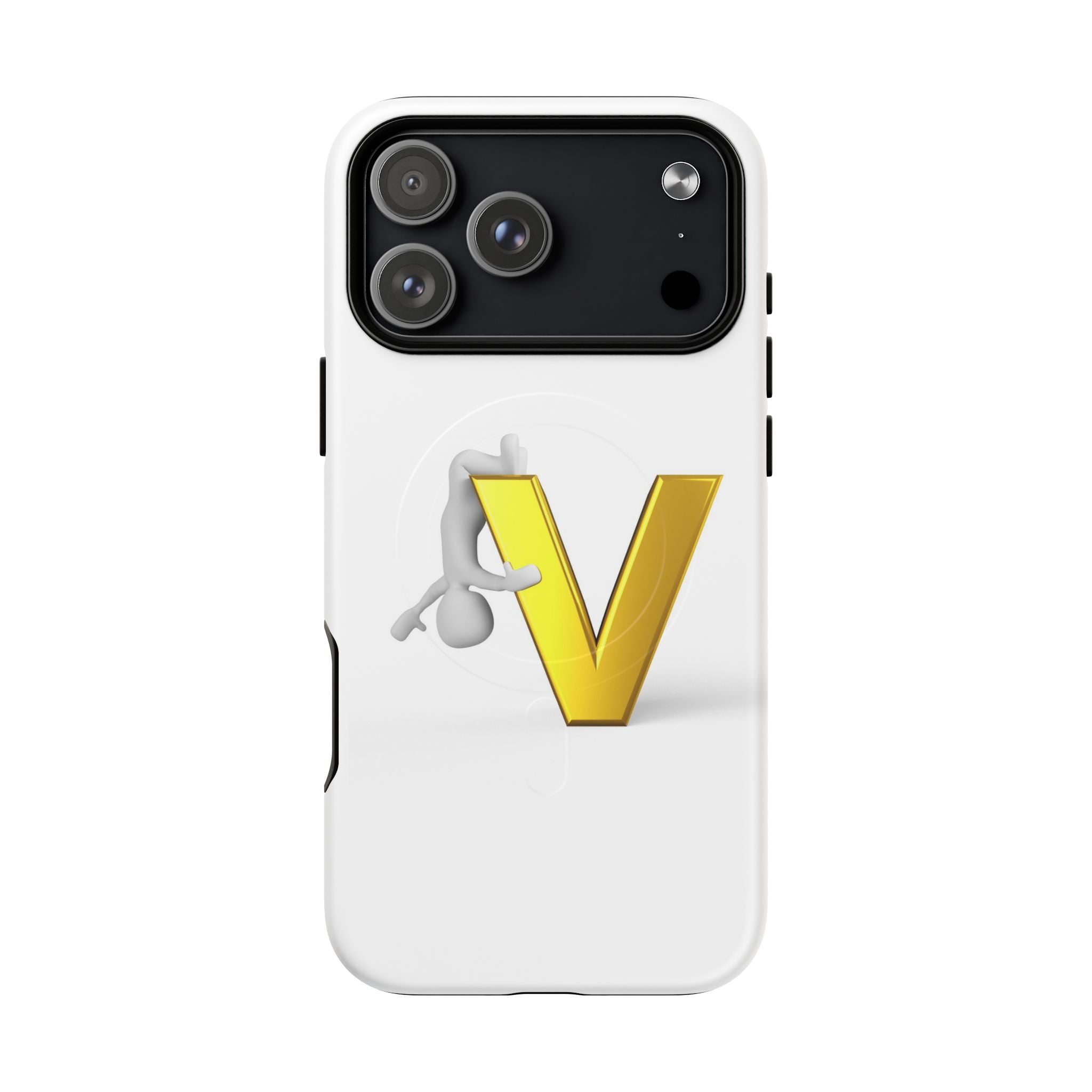 Coque de téléphone aimantée résistante 3D lettre V jaune | Coque iPhone Monogramme V