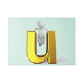 3D Gold Letter U with Figure Glass Cutting Board | Monogram Initial Kitchen Decor