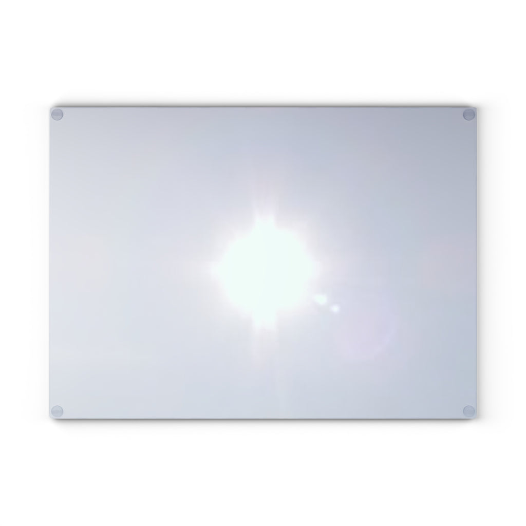 Bright Sunburst Glass Cutting Board | Sunlight Lens Flare Kitchen Decor