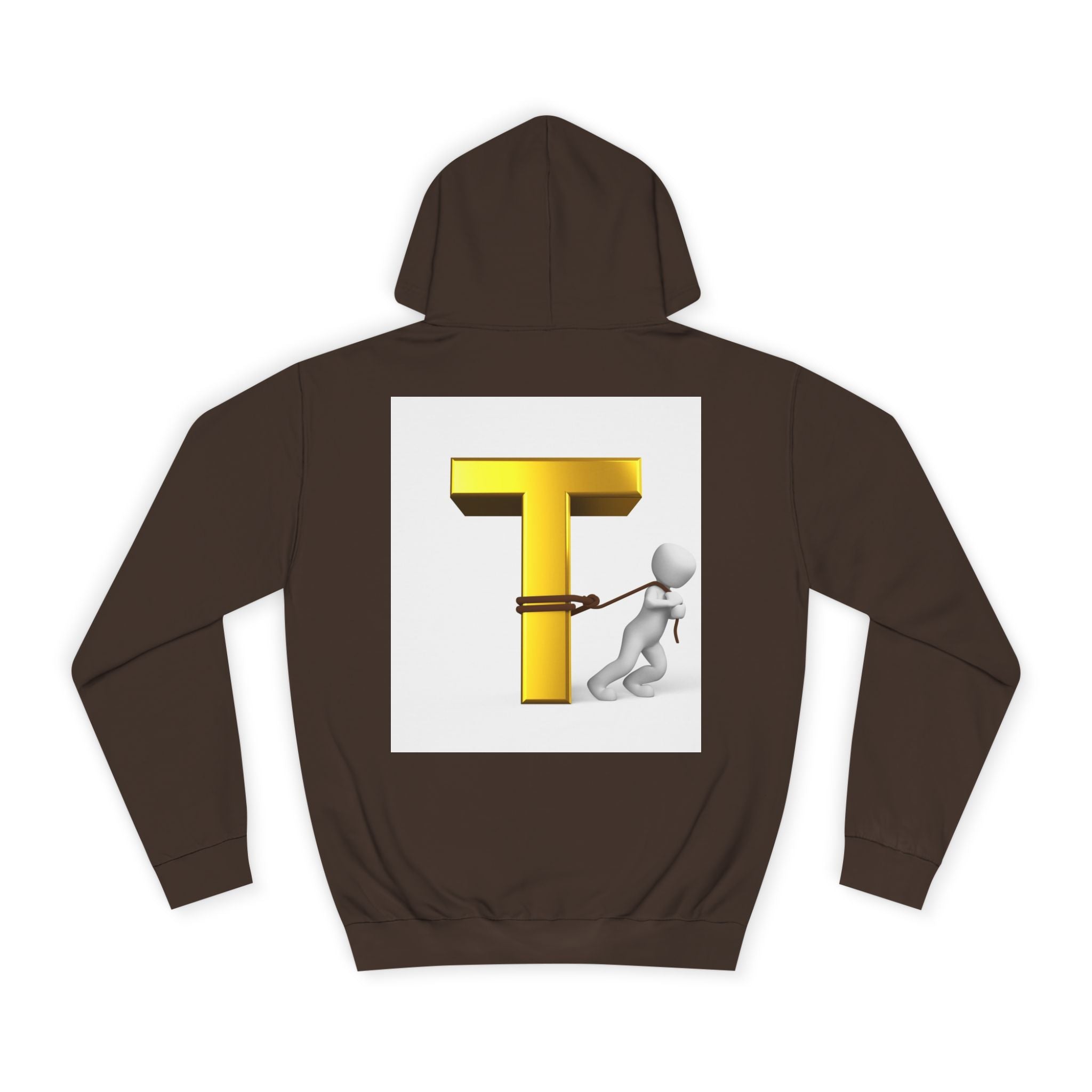 Letter T Mascot Pulling Block T Hoodie | Monogram Initial T Sweatshirt