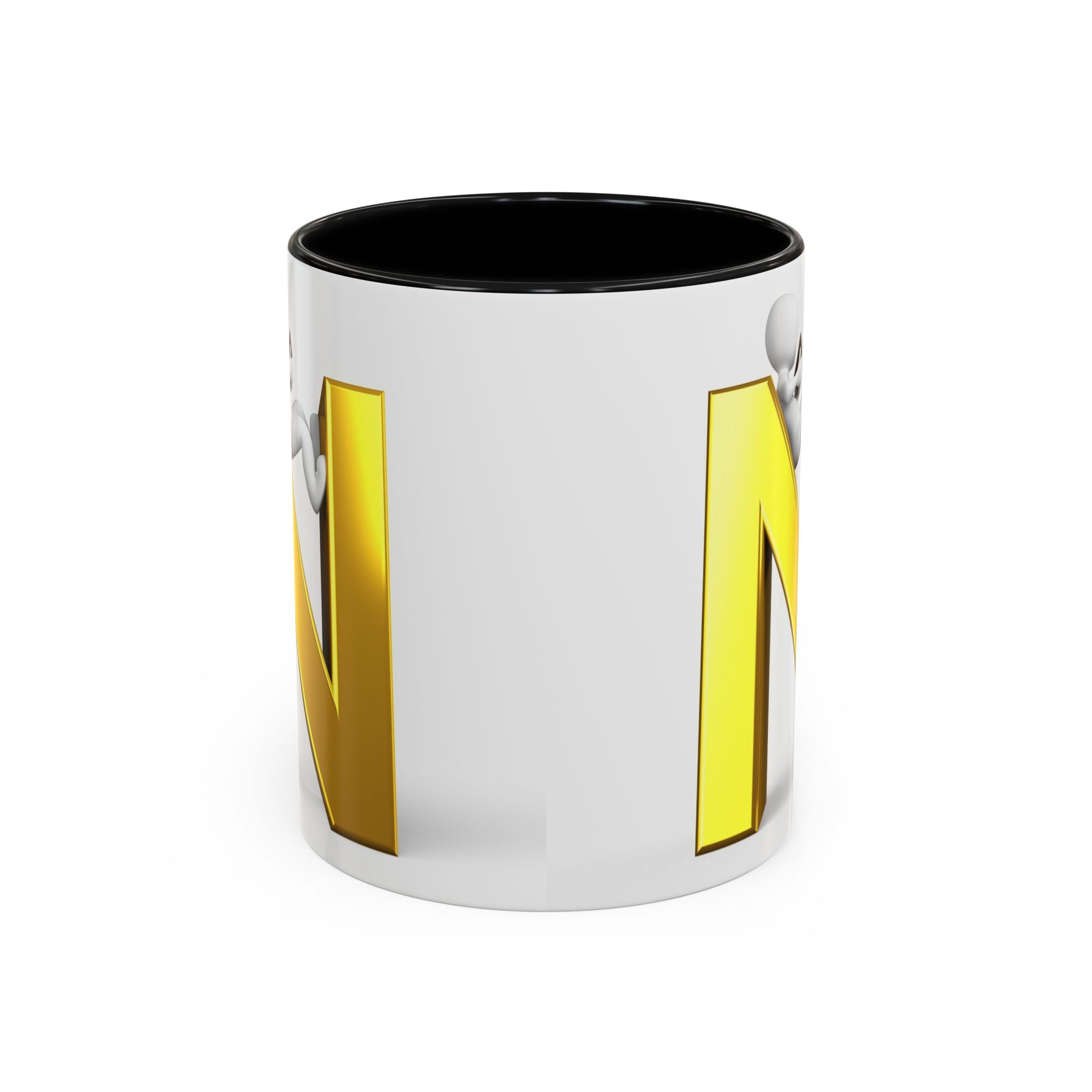 Mug monogramme lettre N dorée | Mug à anse colorée