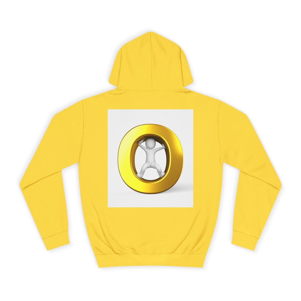 Gold Letter O with Abstract Figure Hoodie | Minimal Graphic Sweatshirt
