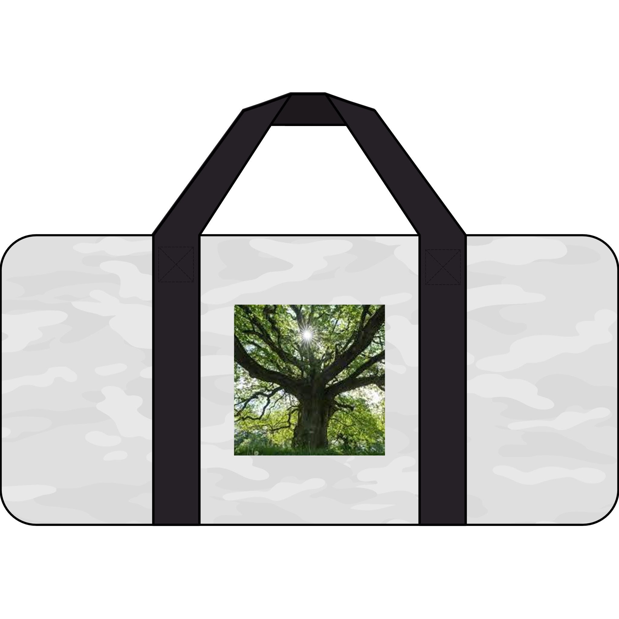 Sunlit Oak Tree Tripper Duffel Bag | Nature Tree Photo, Checkered Strap