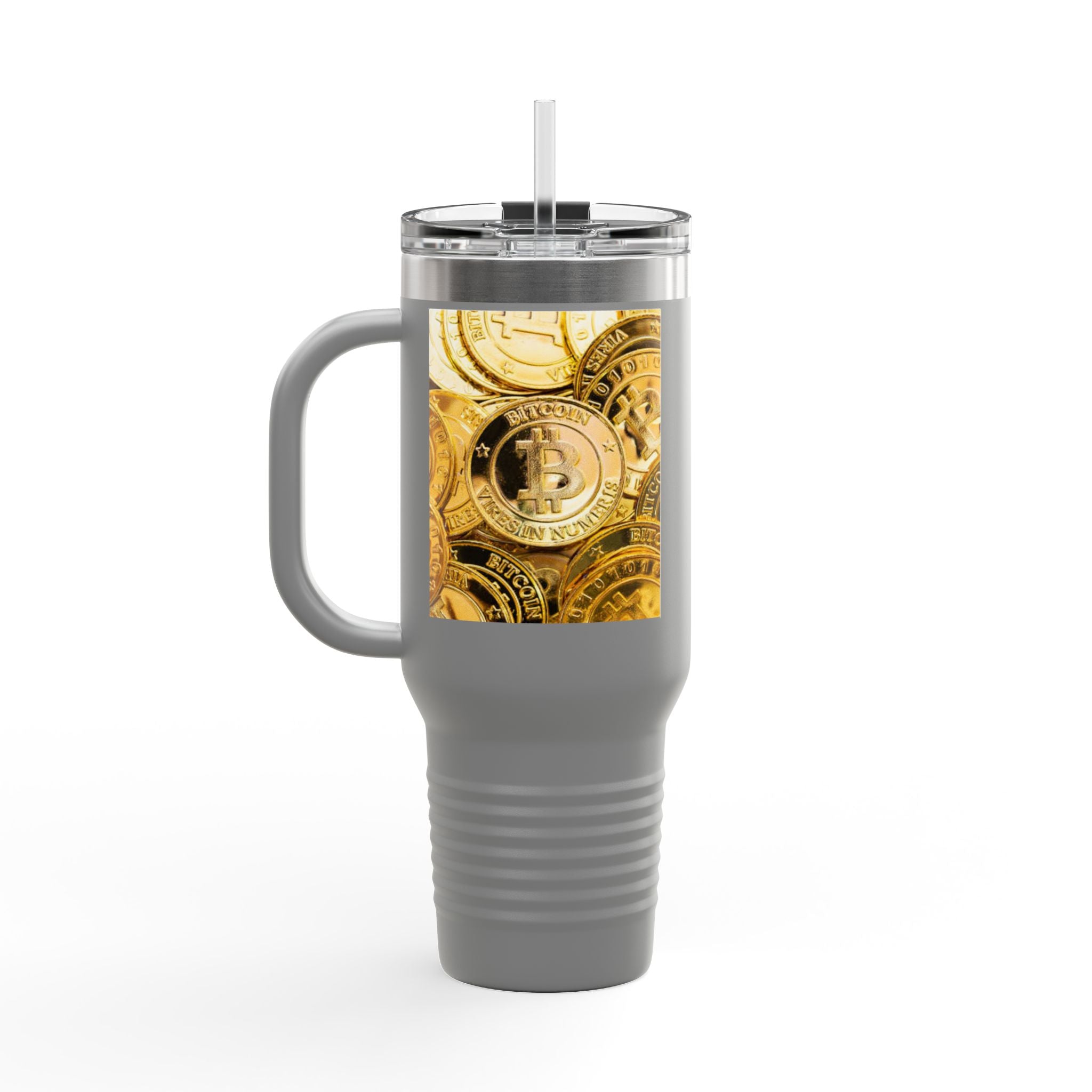Bitcoin Coin Pattern Travel Mug | 40 oz Insulated Tumbler
