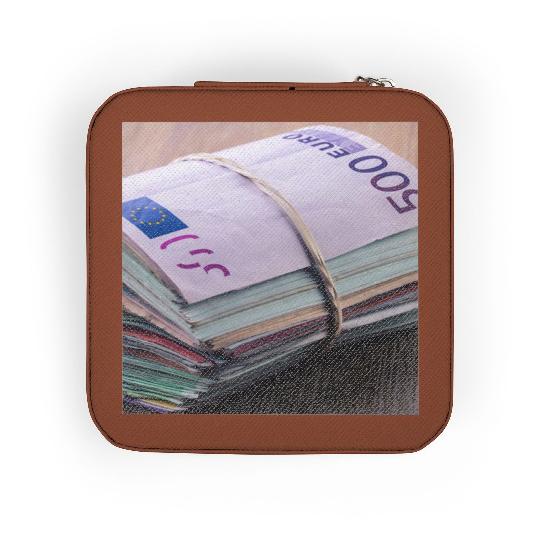 Stack of Cash Photo Jewelry Travel Case | Compact Velvet Lined Organizer