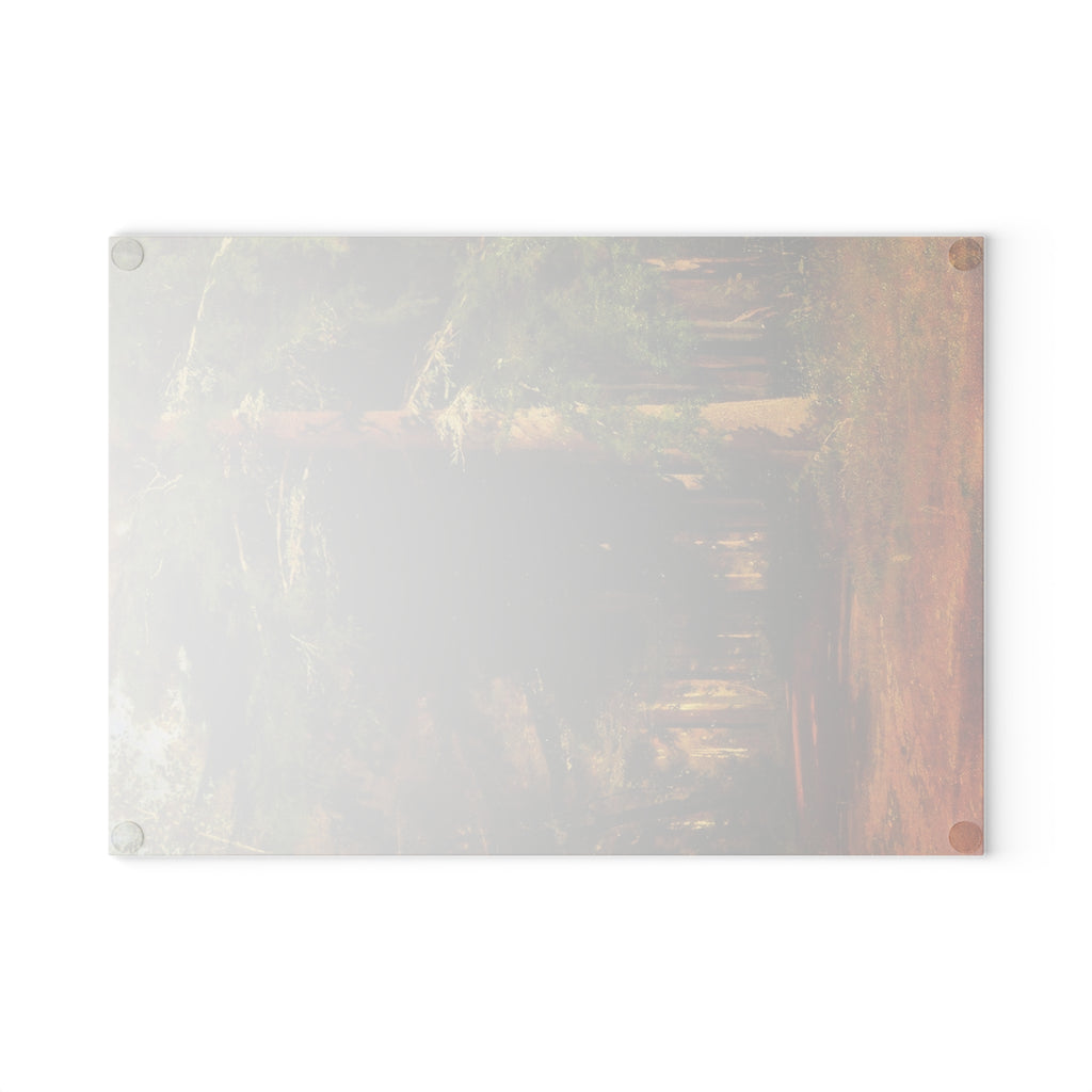 Forest Path Painting Glass Cutting Board | Woodland Landscape Art