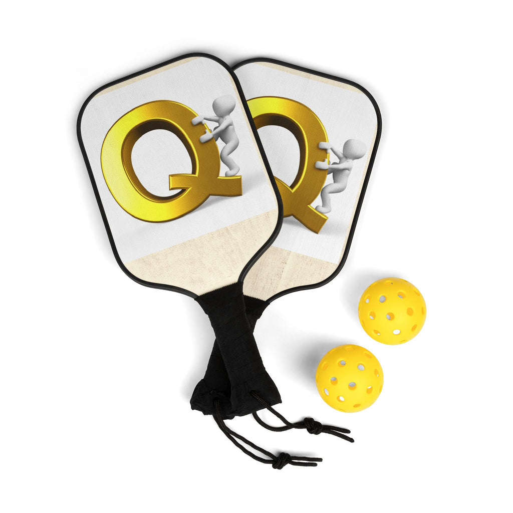 Gold Letter Q Pickleball Paddle